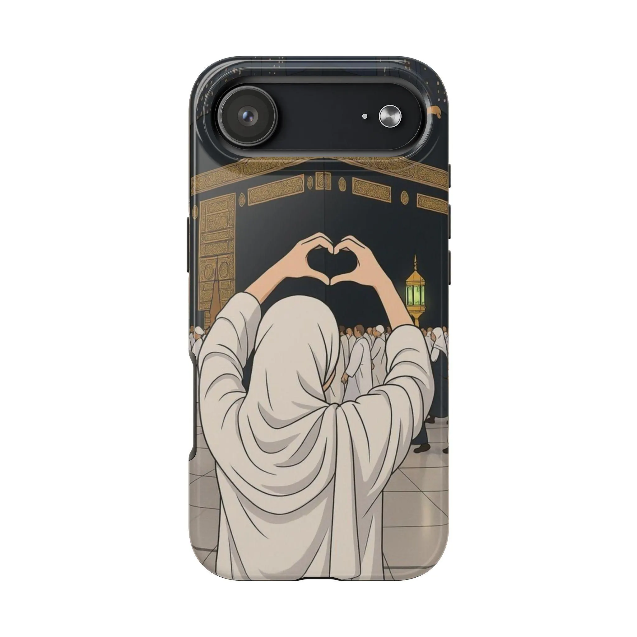 Love Kaaba Illustration Phone Case | Hijabi Heart Gesture Tough Case for iPhone & Samsung | Muslim Gift | Mecca Anime Art Case - image 4