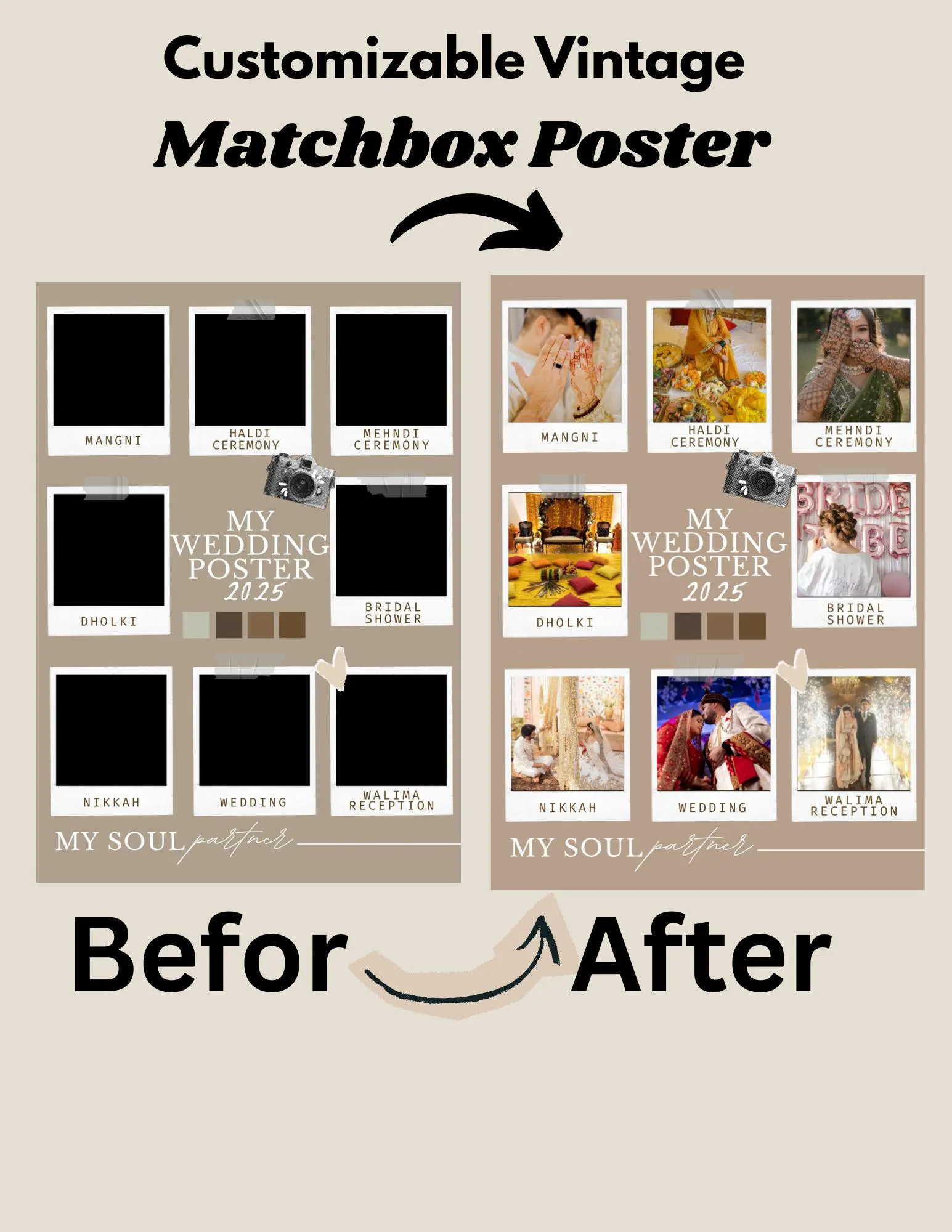 Personalised Wedding Matchbox Poster | Vintage Romantic Memory Gift for Him (Digital Download) - image 5