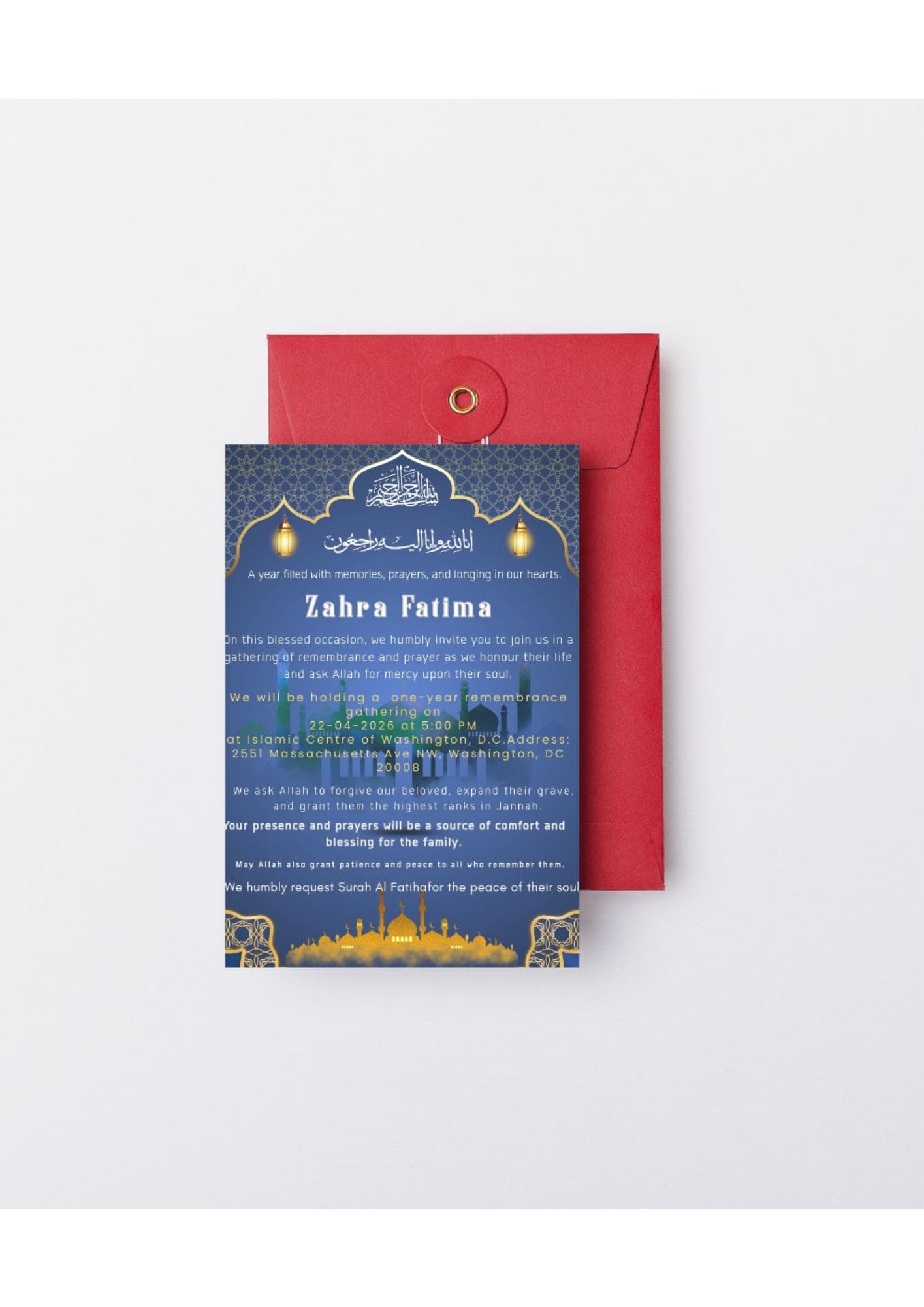 Your Name Still Lives In Our Duas — Muslim Barsi Card | Islamic Death Anniversary | Editable Canva | Instant Download - image 3