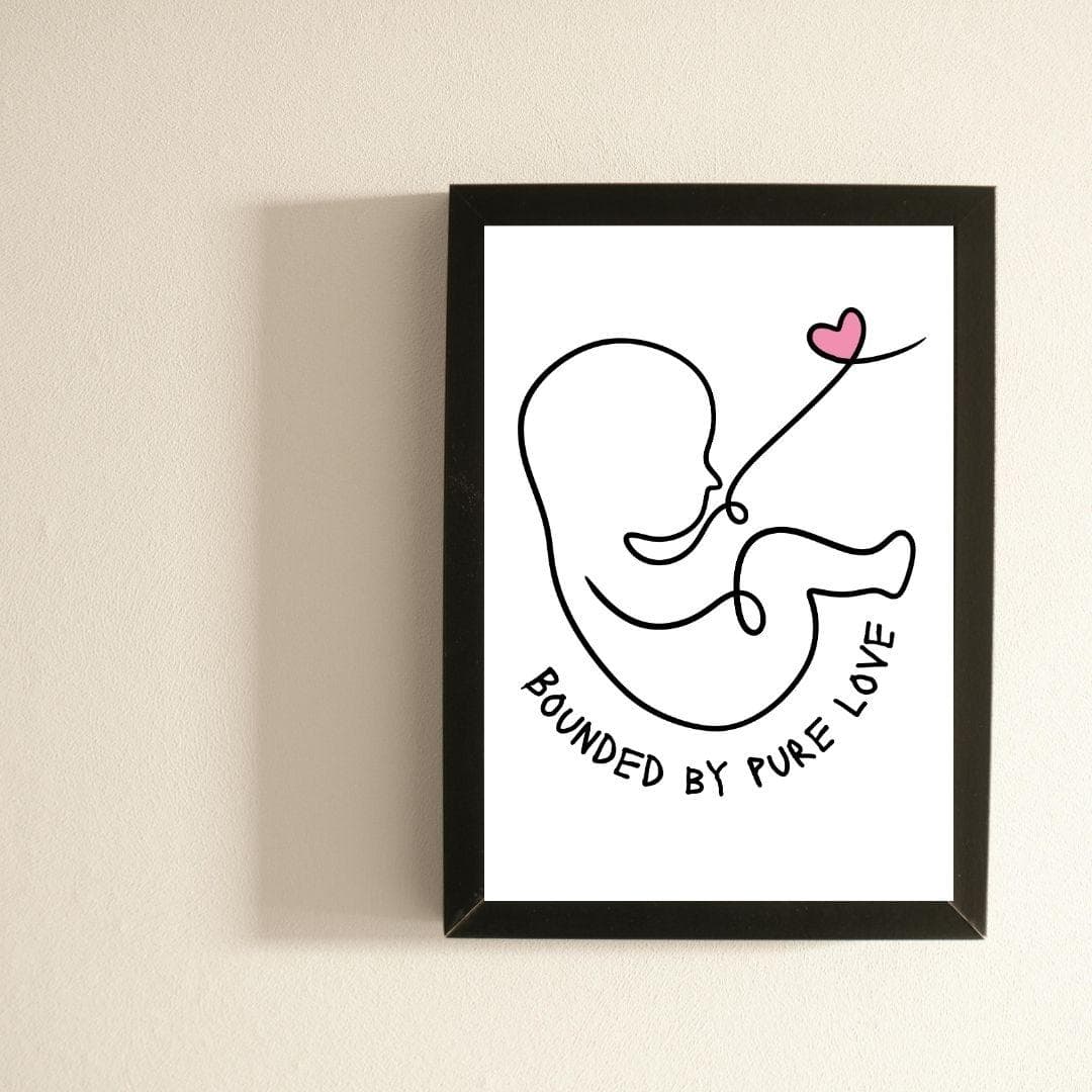 Minimalist Baby Bump Line Art Print: Pink Heart Nursery Decor (Digital Download) - image 5
