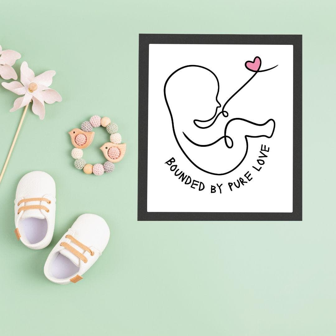 Minimalist Baby Bump Line Art Print: Pink Heart Nursery Decor (Digital Download) - image 4