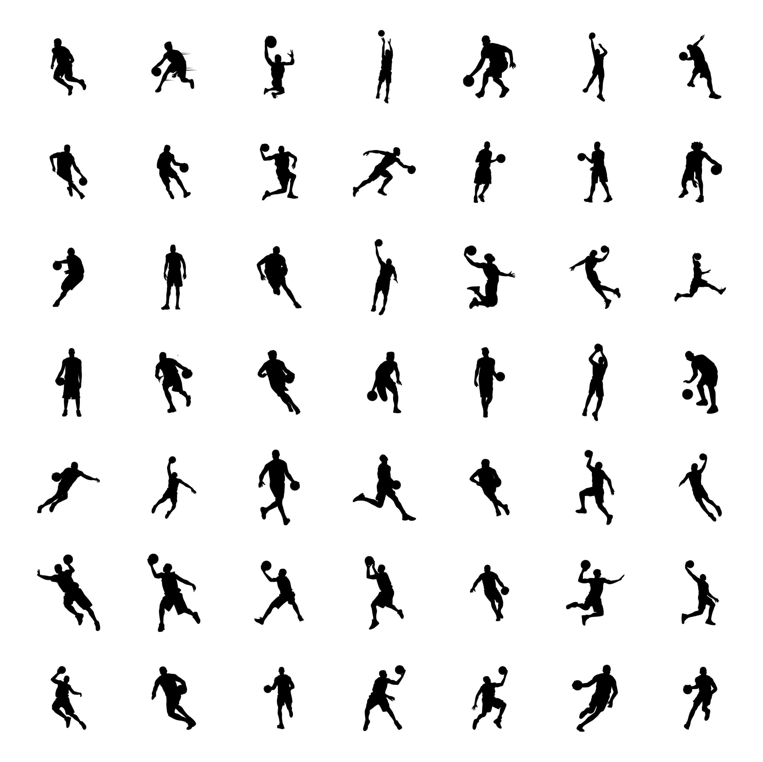 Basketball Player SVG Bundle: 150 Sports Silhouette Clipart (Cut Files) - image 3