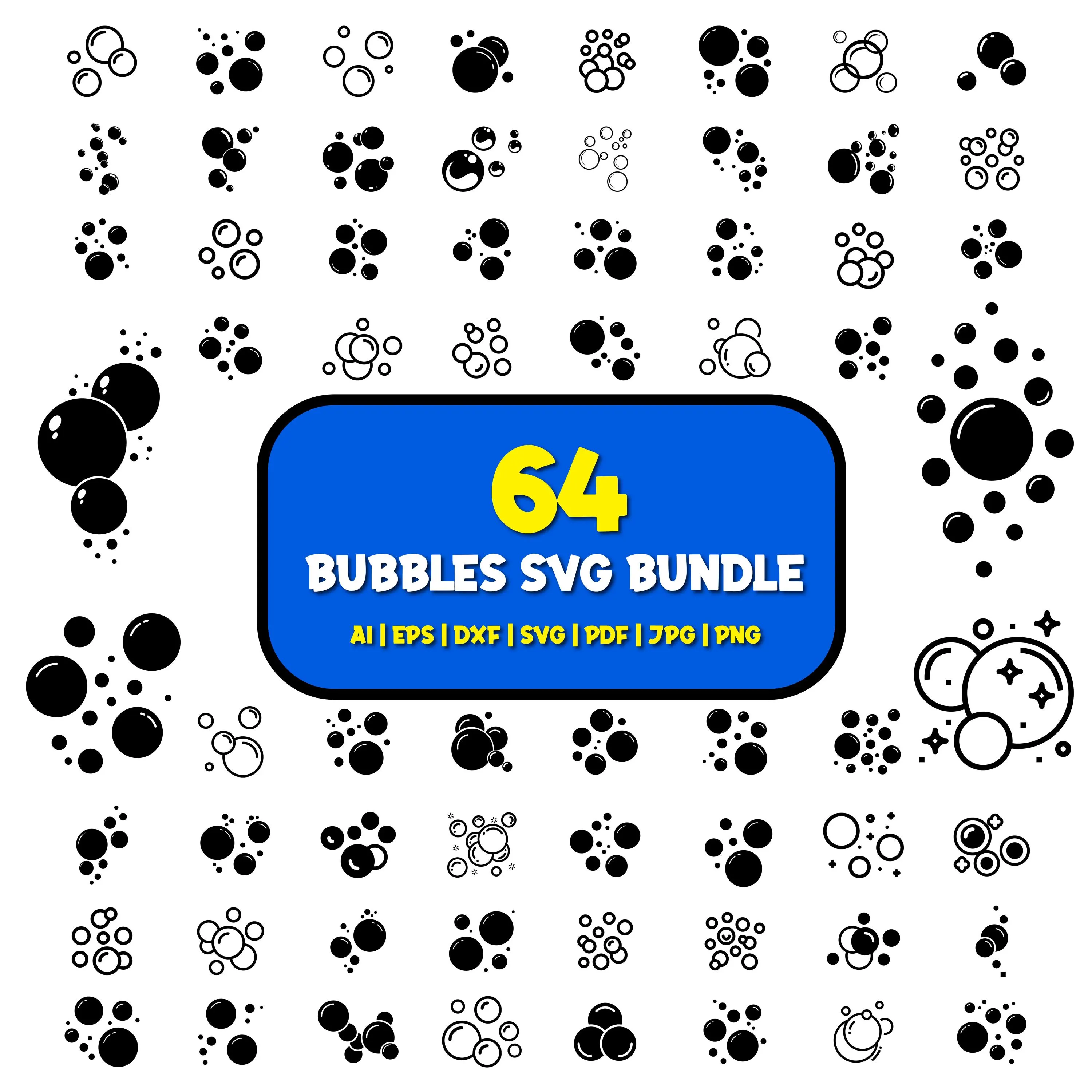 Bubble Clipart | 64 Cartoon Circle PNG SVG Bundle