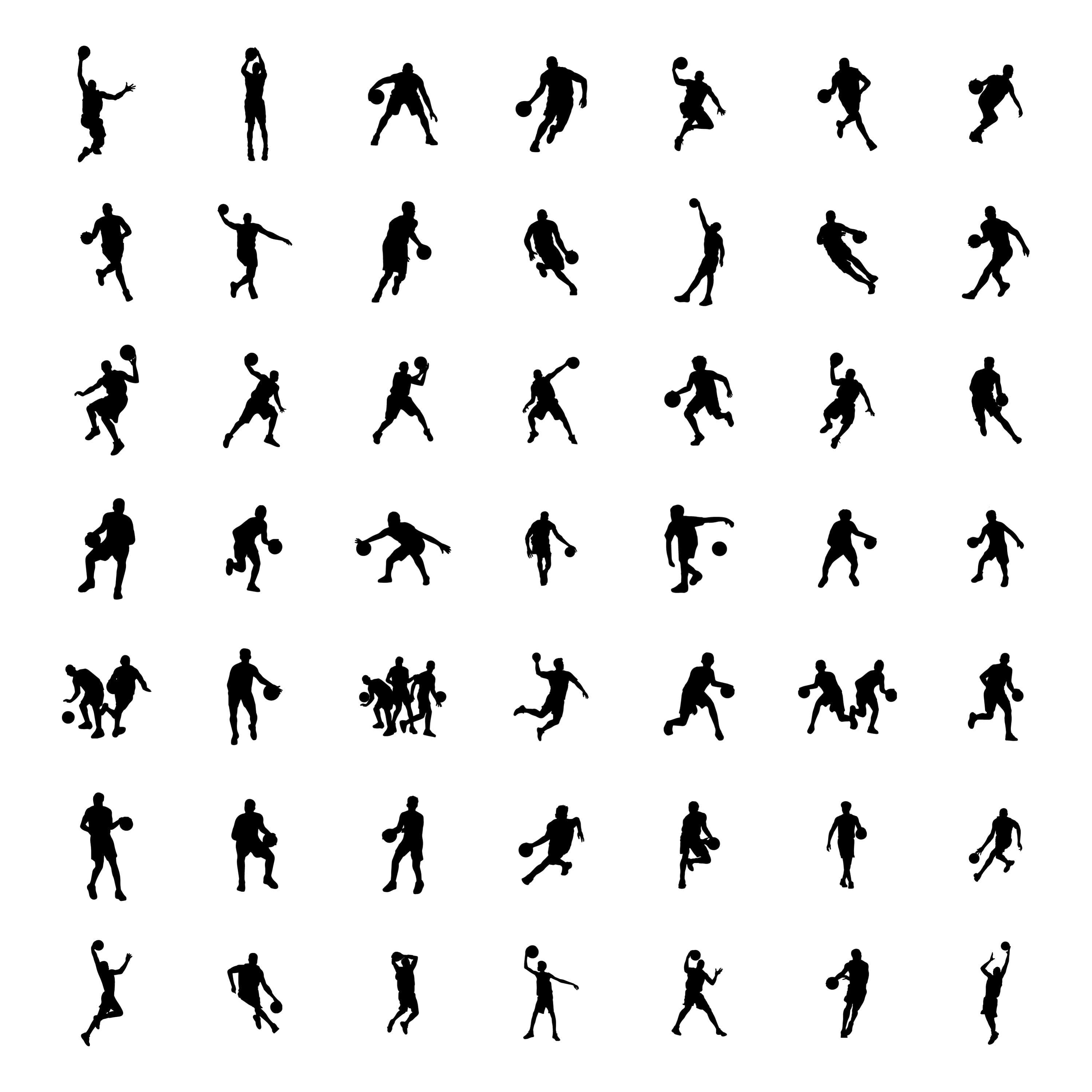Basketball Player SVG Bundle: 150 Sports Silhouette Clipart (Cut Files) - image 2