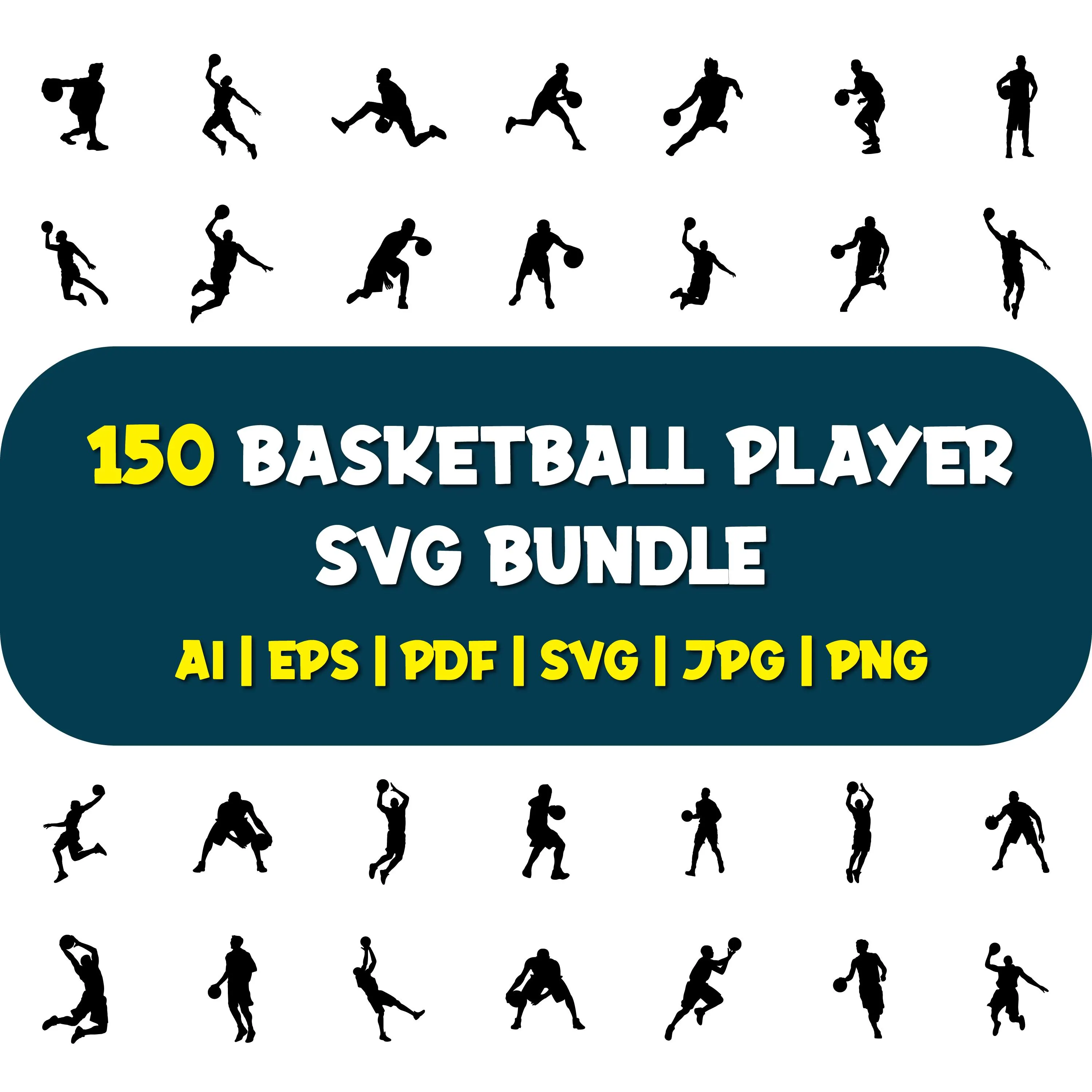 Basketball Player SVG Bundle: 150 Sports Silhouette Clipart (Cut Files)