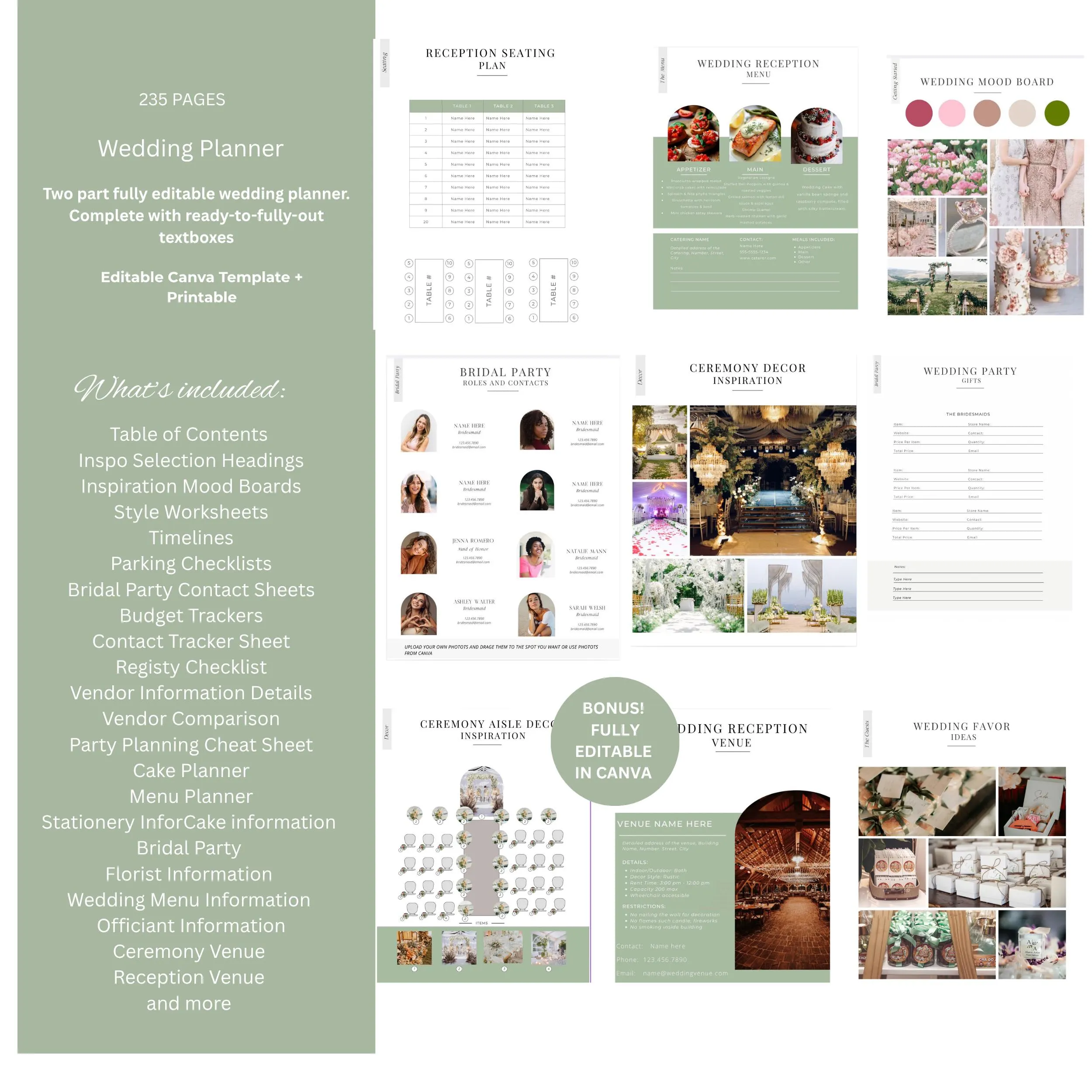 Elegant Wedding Planner Template, Canva Editable, 300+ Pages (Digital Download) - image 3