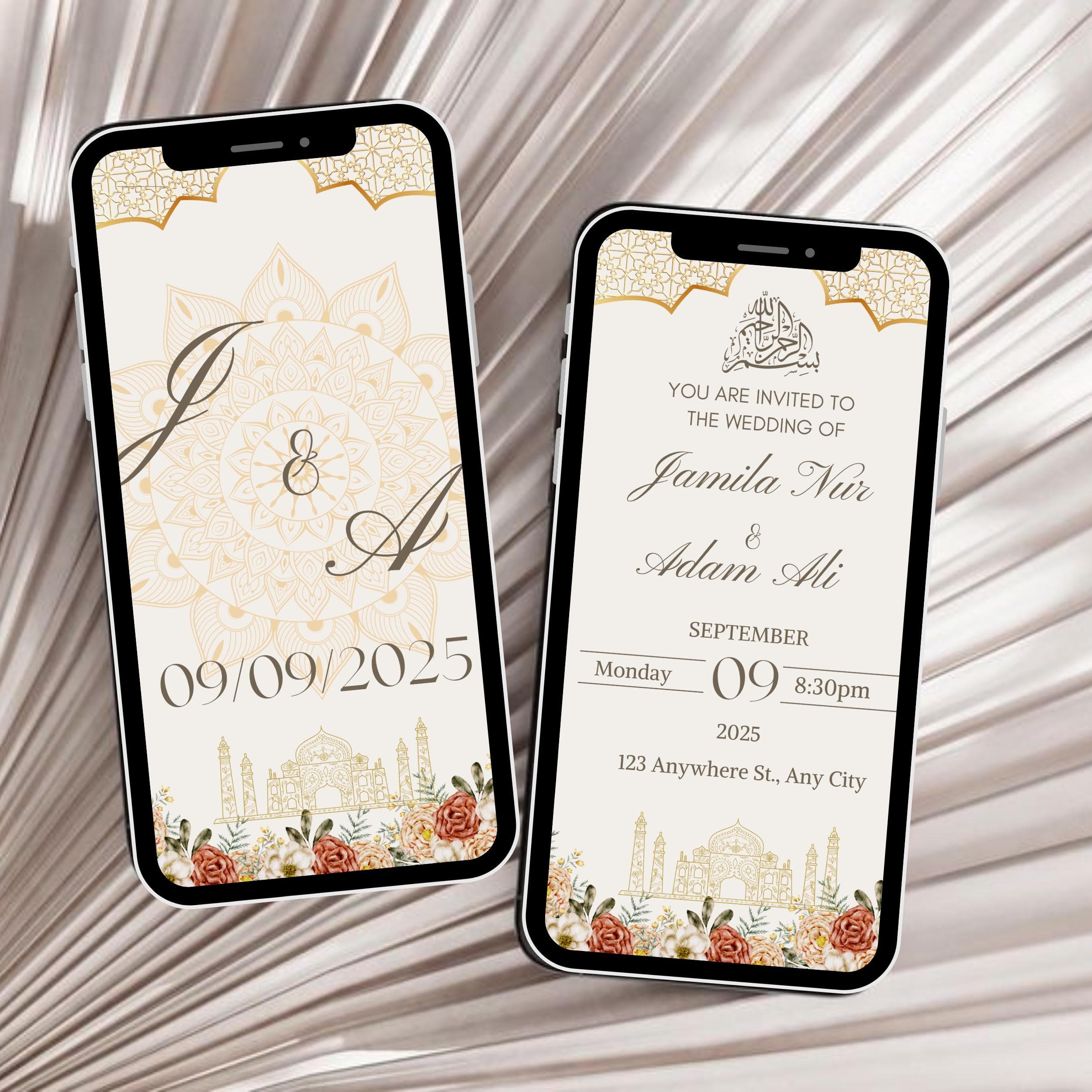 Floral Nikkah Invitation Template: Elegant Islamic Wedding (Canva Digital Download) - image 3