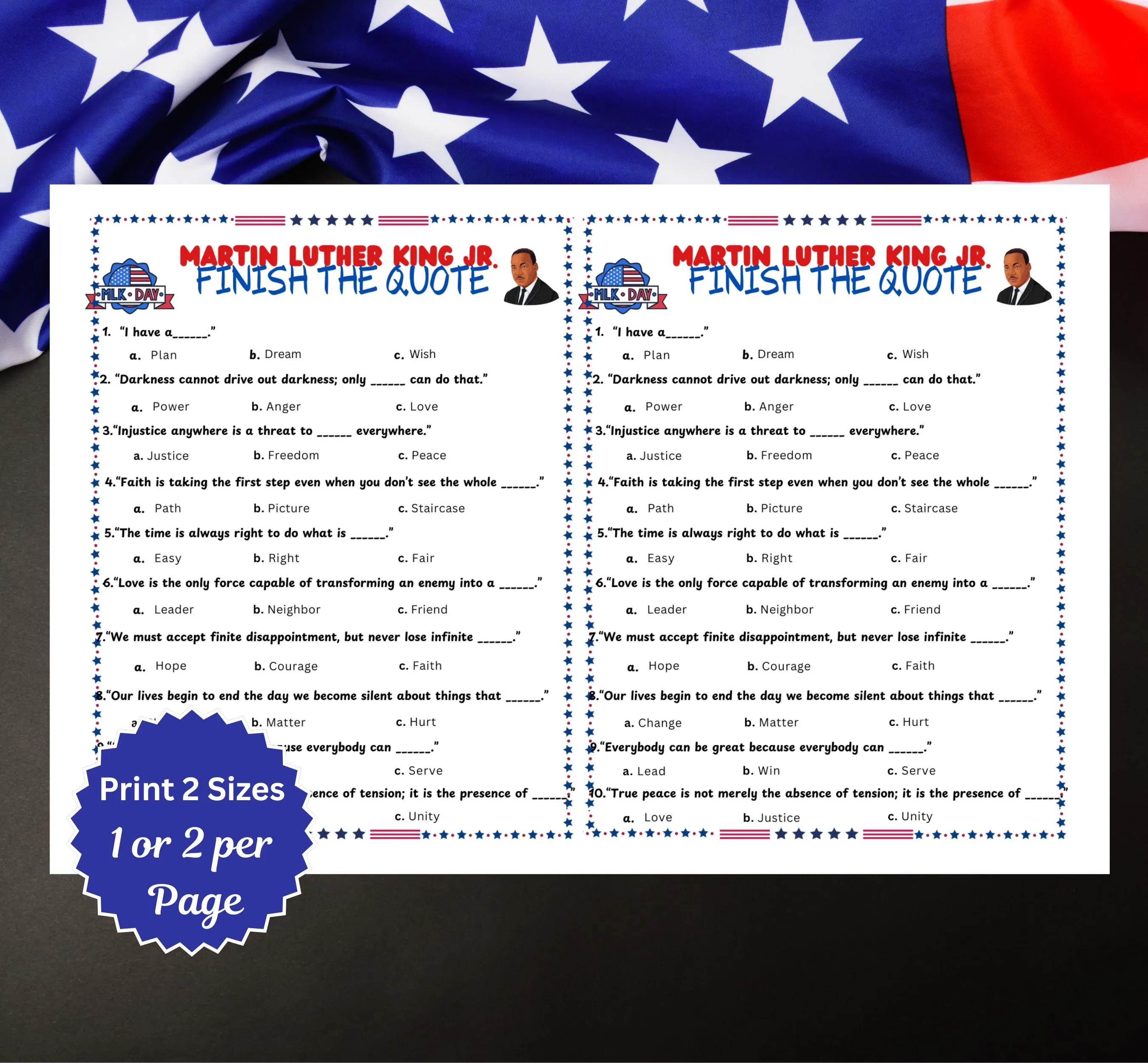 Martin Luther King Jr. Finish the Quote | MLK Day Activity | Black History Month Worksheet l Juneteenth - image 3