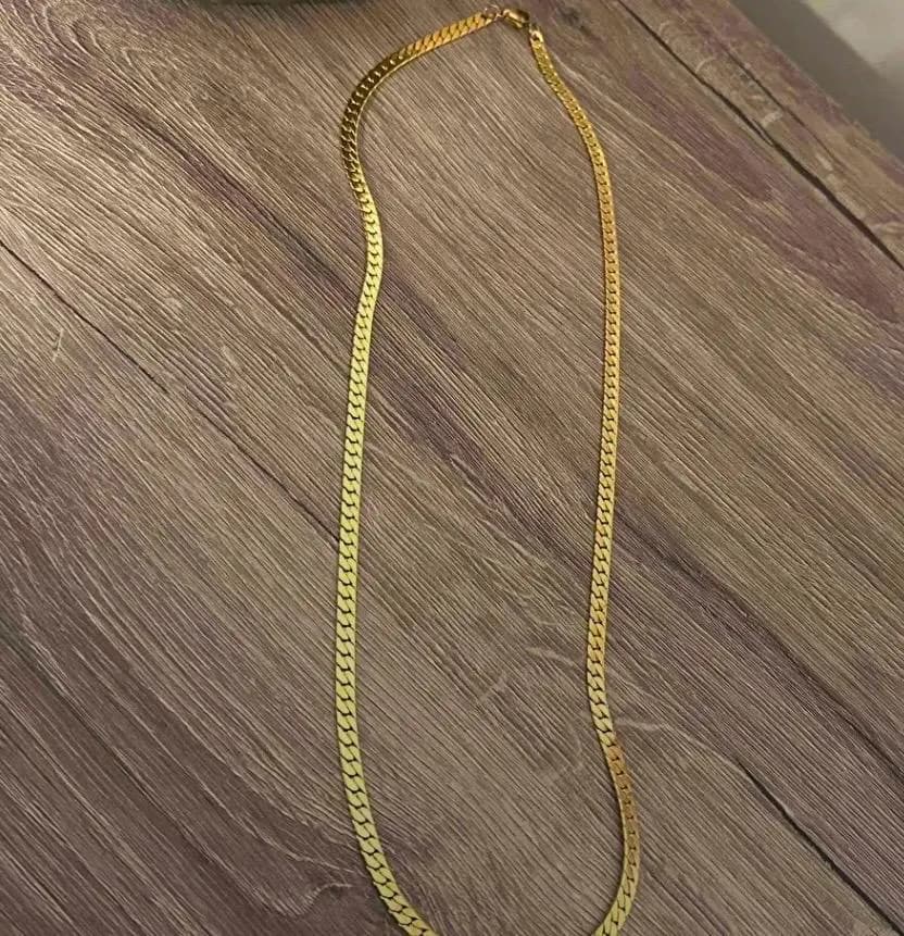 Gold Stainless Steel Herringbone Chain – Italian Unisex Necklace - image 5