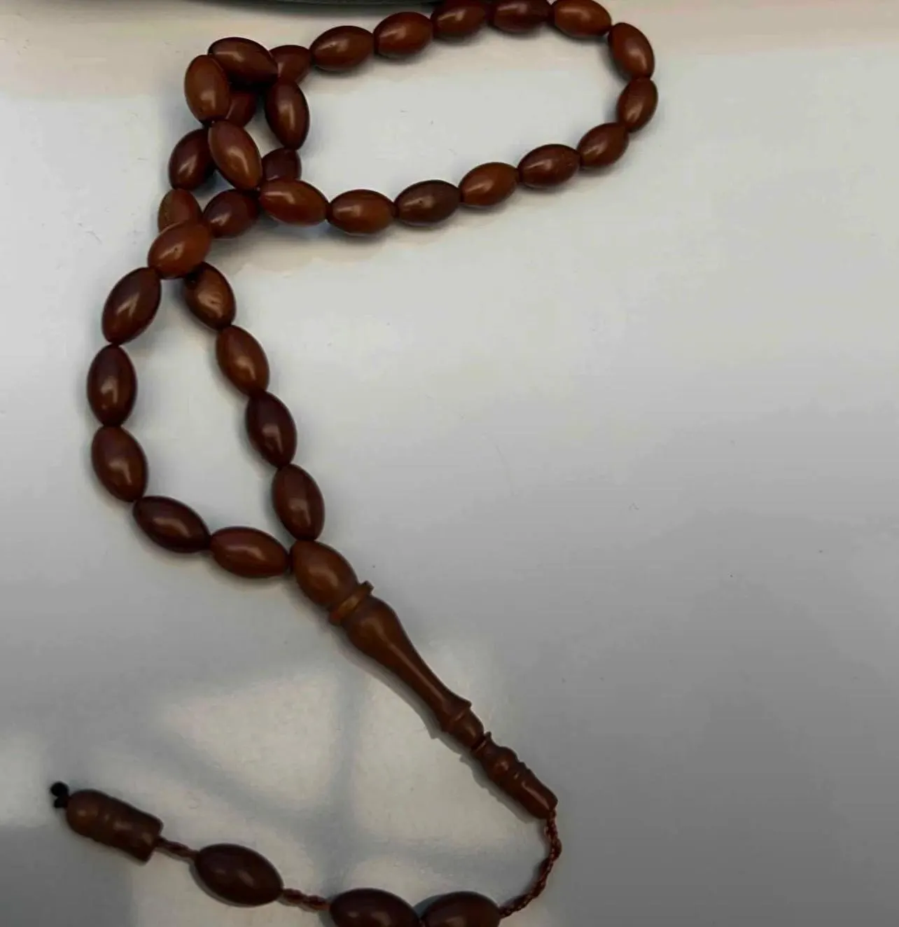 Handmade Kuka Wood Prayer Beads: 33-Bead Brown Tasbih Misbaha - image 2