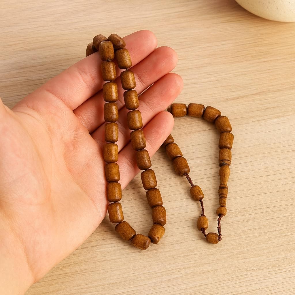 Handmade Brown Boxwood Prayer Beads - Wooden Tasbih Rosary