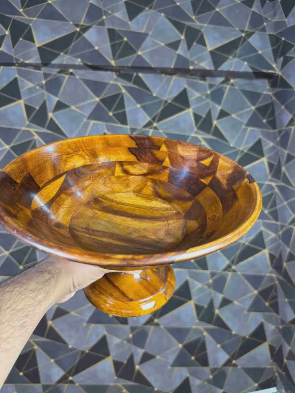 Wooden Bowl with Stand Serving Bowl Decorative Stand Bowl Rustic Tableware Kitchen Decor Gift Serving Dish Wooden Decor Bowl - image 2