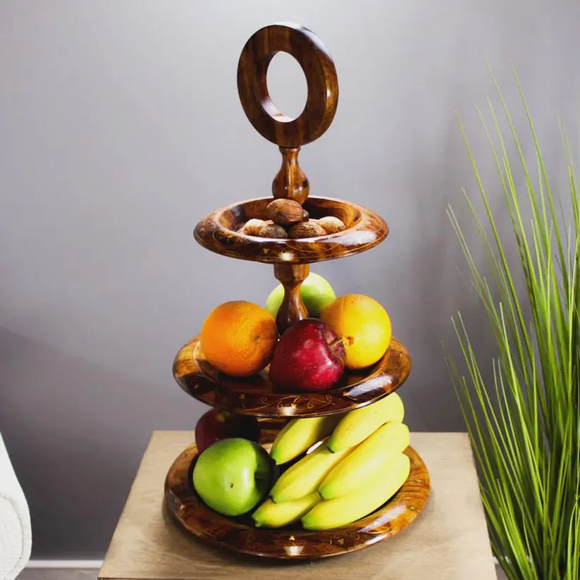 Handmade Sheesham Wood 3-Tier Cupcake Stand - Ideal for Birthdays, Weddings & Rustic Kitchen Decor Gifts for Bakers