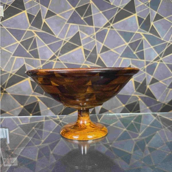 Wooden Bowl with Stand Serving Bowl Decorative Stand Bowl Rustic Tableware Kitchen Decor Gift Serving Dish Wooden Decor Bowl