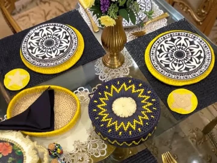 Handwoven Date Palm Leaf Placemats Set of 4 6 | Colorful Round Woven Table Mats | Eco Friendly Boho Dining Decor | Natural Fiber Gift - image 2