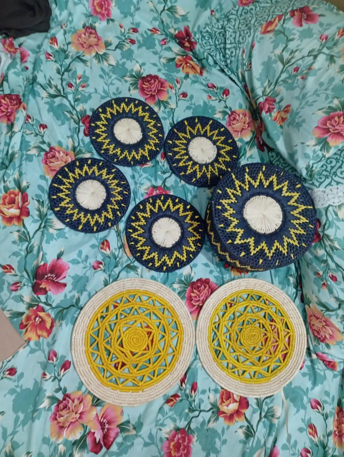 Handwoven Date Palm Leaf Placemats Set of 4 6 | Colorful Round Woven Table Mats | Eco Friendly Boho Dining Decor | Natural Fiber Gift - image 4