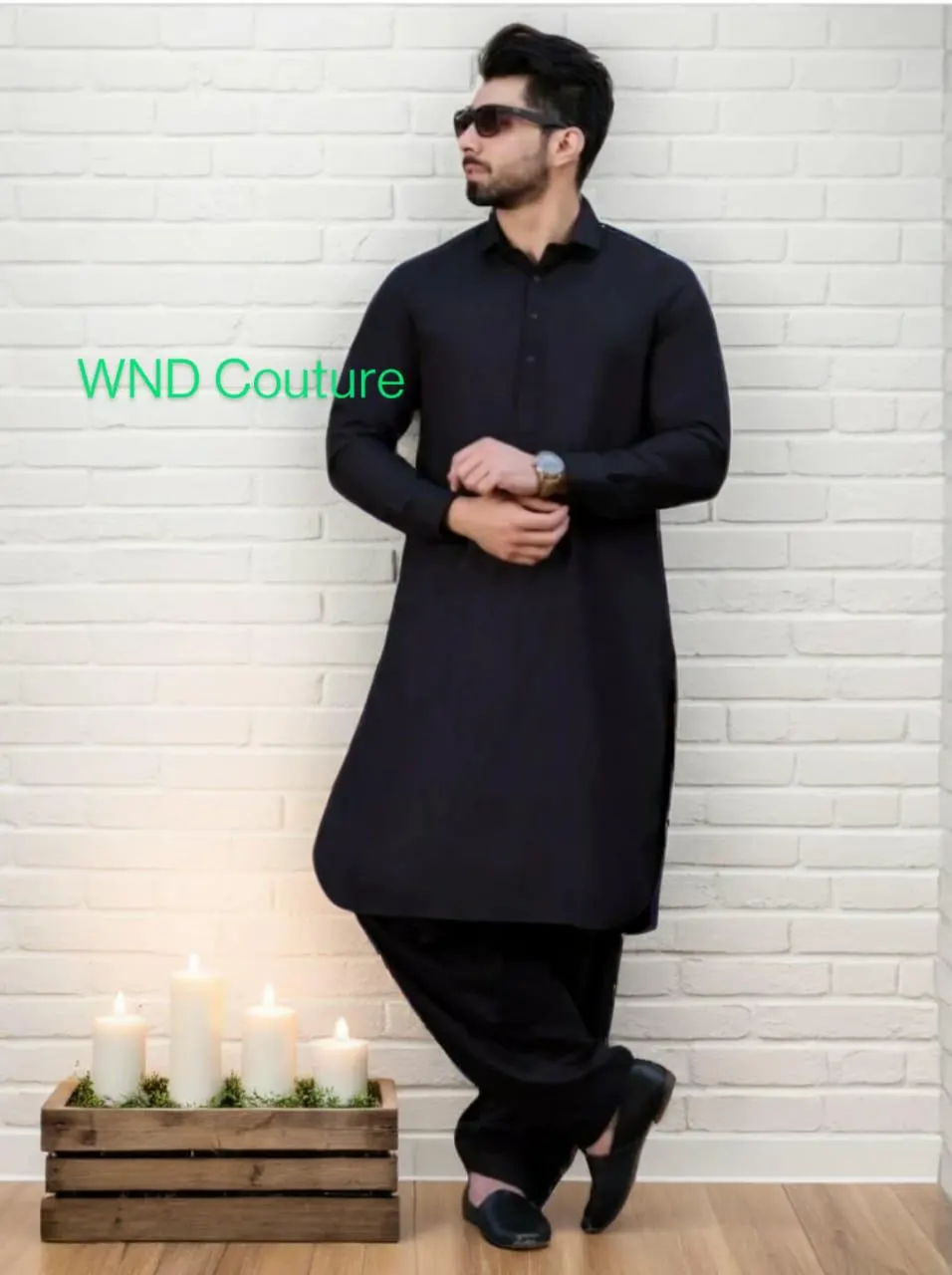 Navy Blue Cotton Pathani Suit: Indian Wedding Festive Wear - image 3