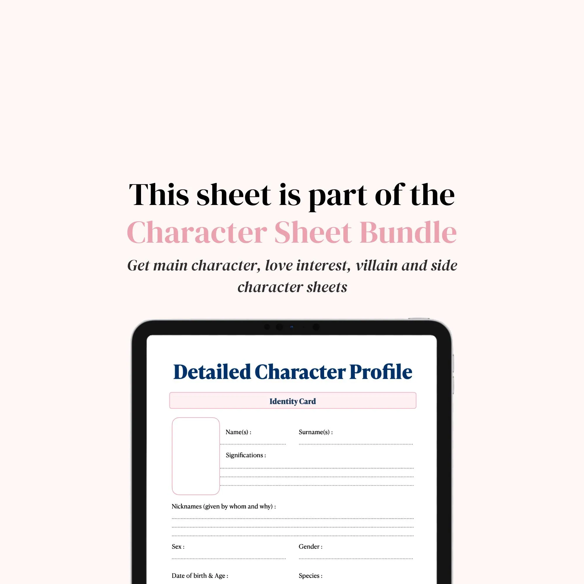 Side Character Sheet | NaNoWriMo | Writing a novel | Digital & Printable | Novel Planner | RPG and Dnd Character - image 5