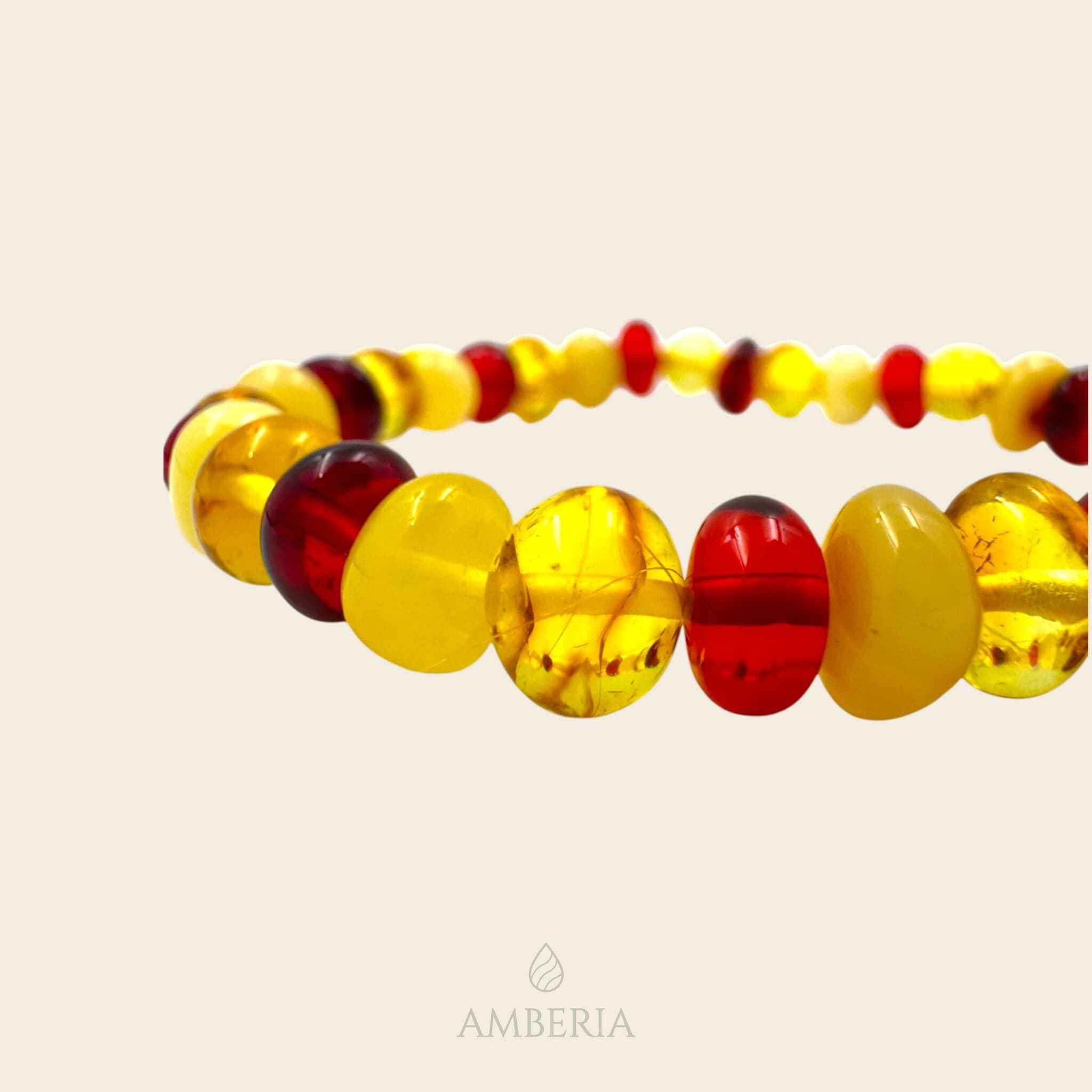 Multicolor Baltic Amber Bracelet - Bright Jewelry , Handmade Amber Stone Gift , Sentimental Keepsake
