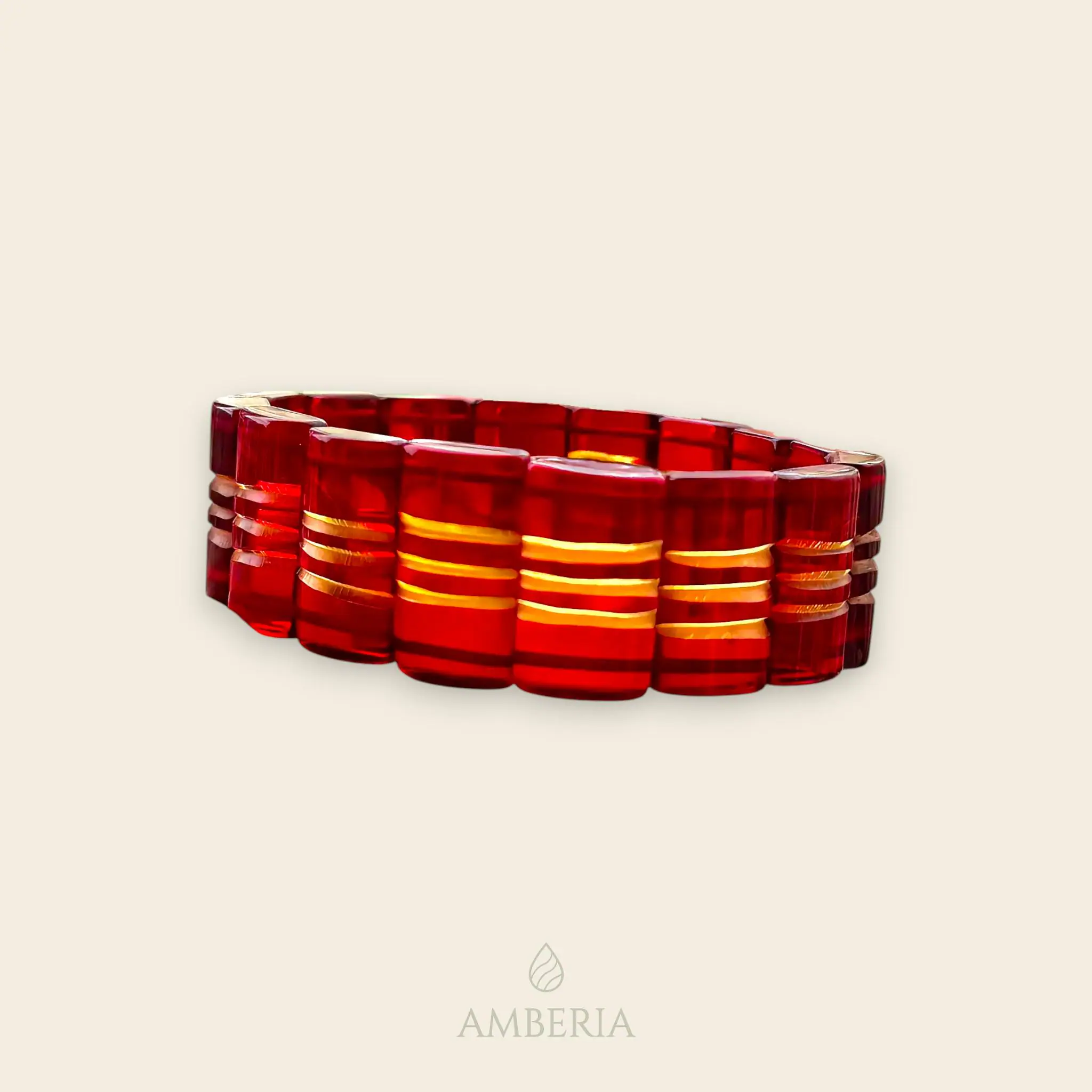 Large Cherry Red Amber Bracelet Genuine Baltic Jewelry for Men or Women - Anniversary Statement Wristband