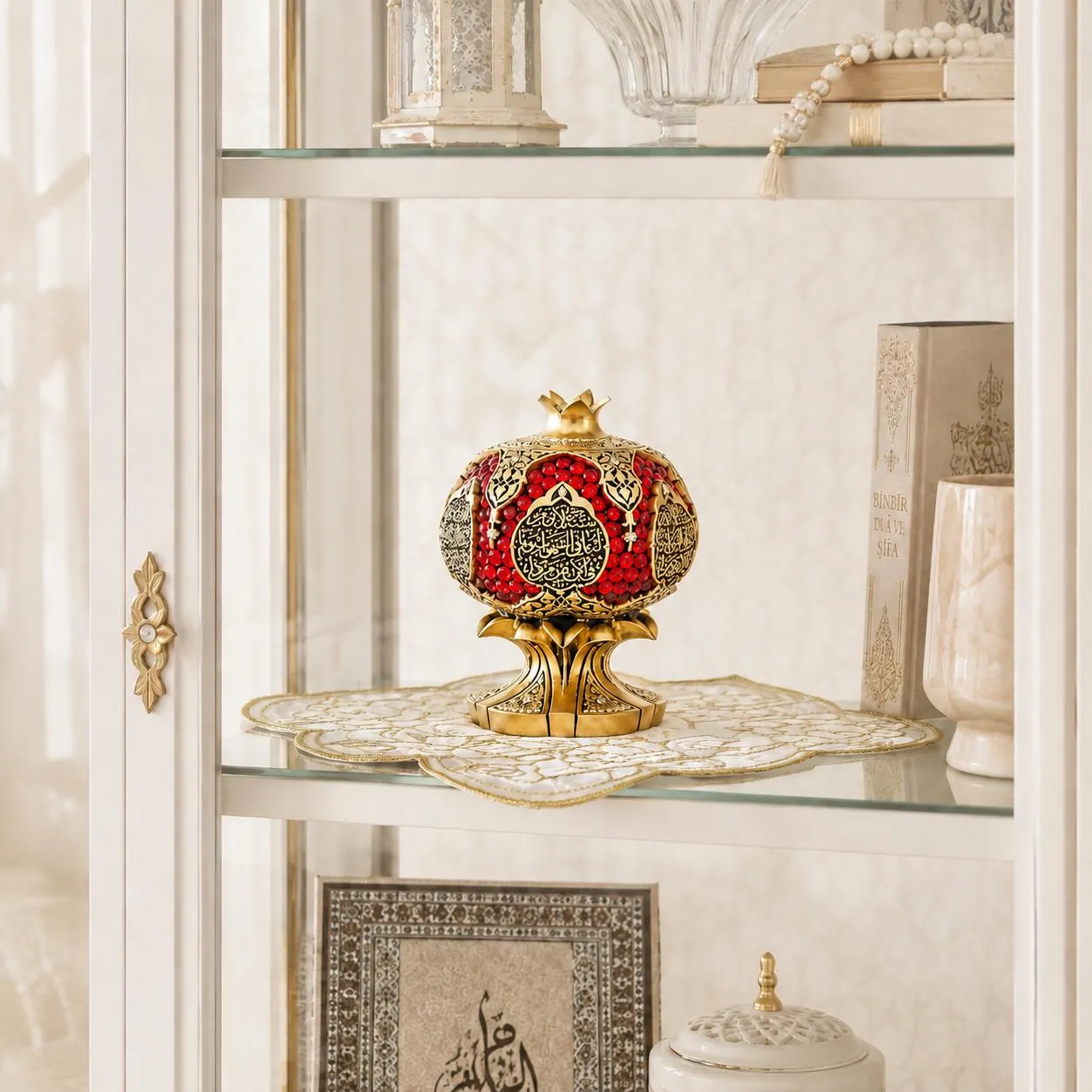 Ayatul Kursi Written Pomegranate Figurine: Islamic Trinket for Home Decor, Muslim Home Housewarming Gift - image 3