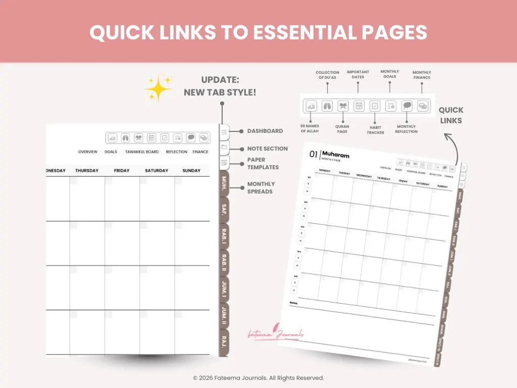 Hijri Digital Muslim Productivity Planner (Semi Undated) | For GoodNotes, Notability, Kilonotes | Muslim Journal | Islamic Planner