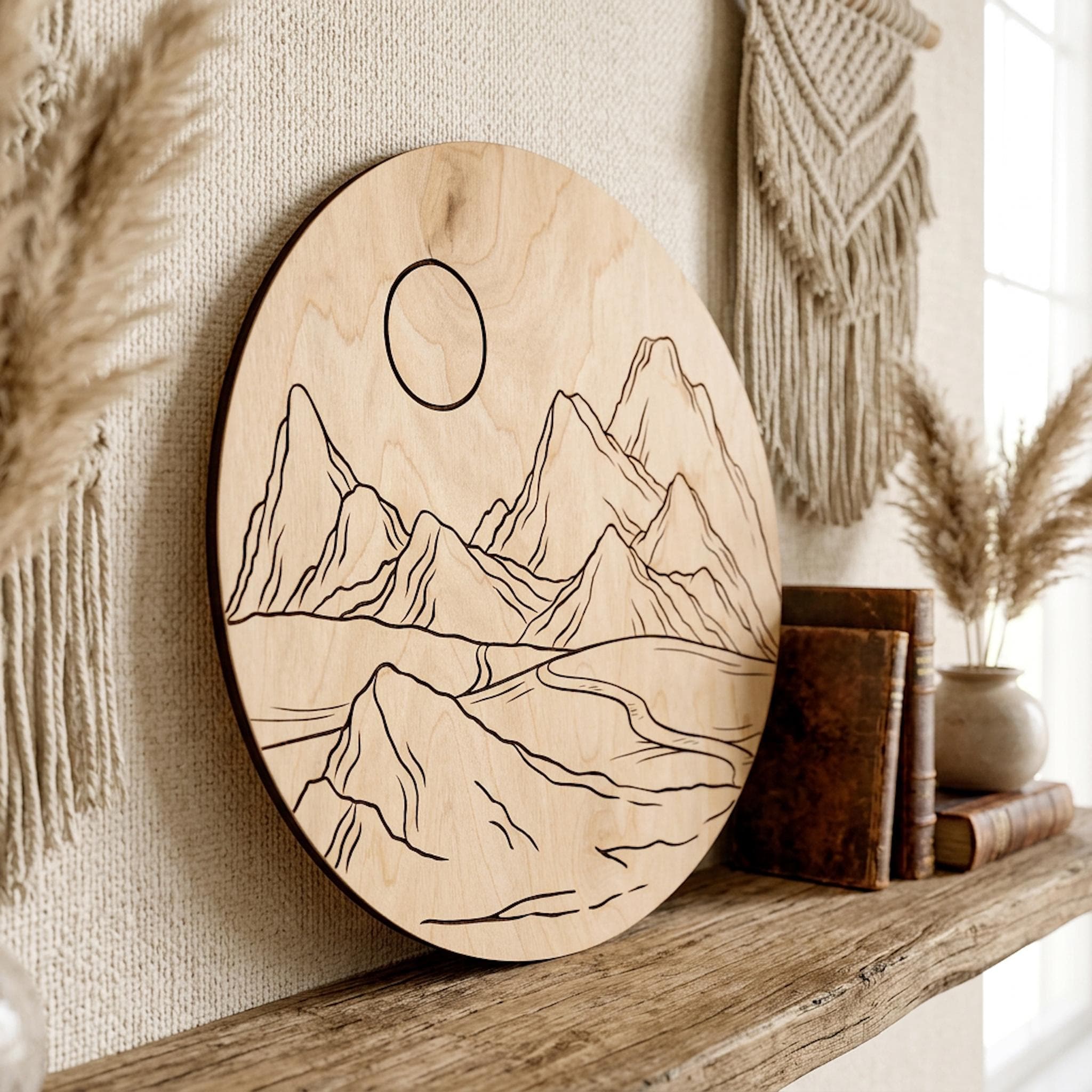 Wood Mountain Art, Mountain Wall Art, Mountain Wood Sign, Round Mountain Art, Circle Mountain Art, Wooden Wall Art, Wood Wall Panel - image 5