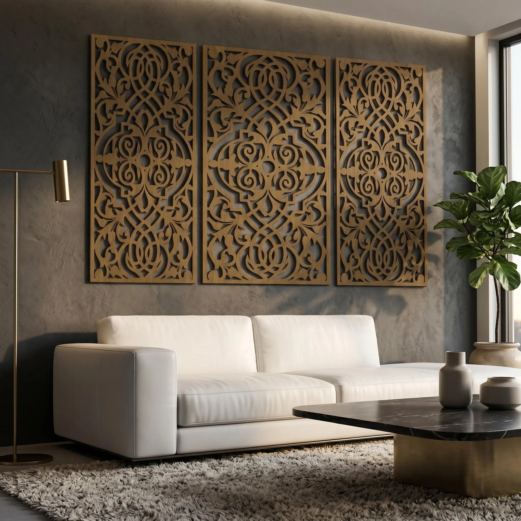 Moroccan Wall Panel, 3 Panel Wall Art, Boho Wood Wall Art, Islamic Wall Decor, Geometric Wall Art, Wooden Wall Panel, Wall Art Set - image 3