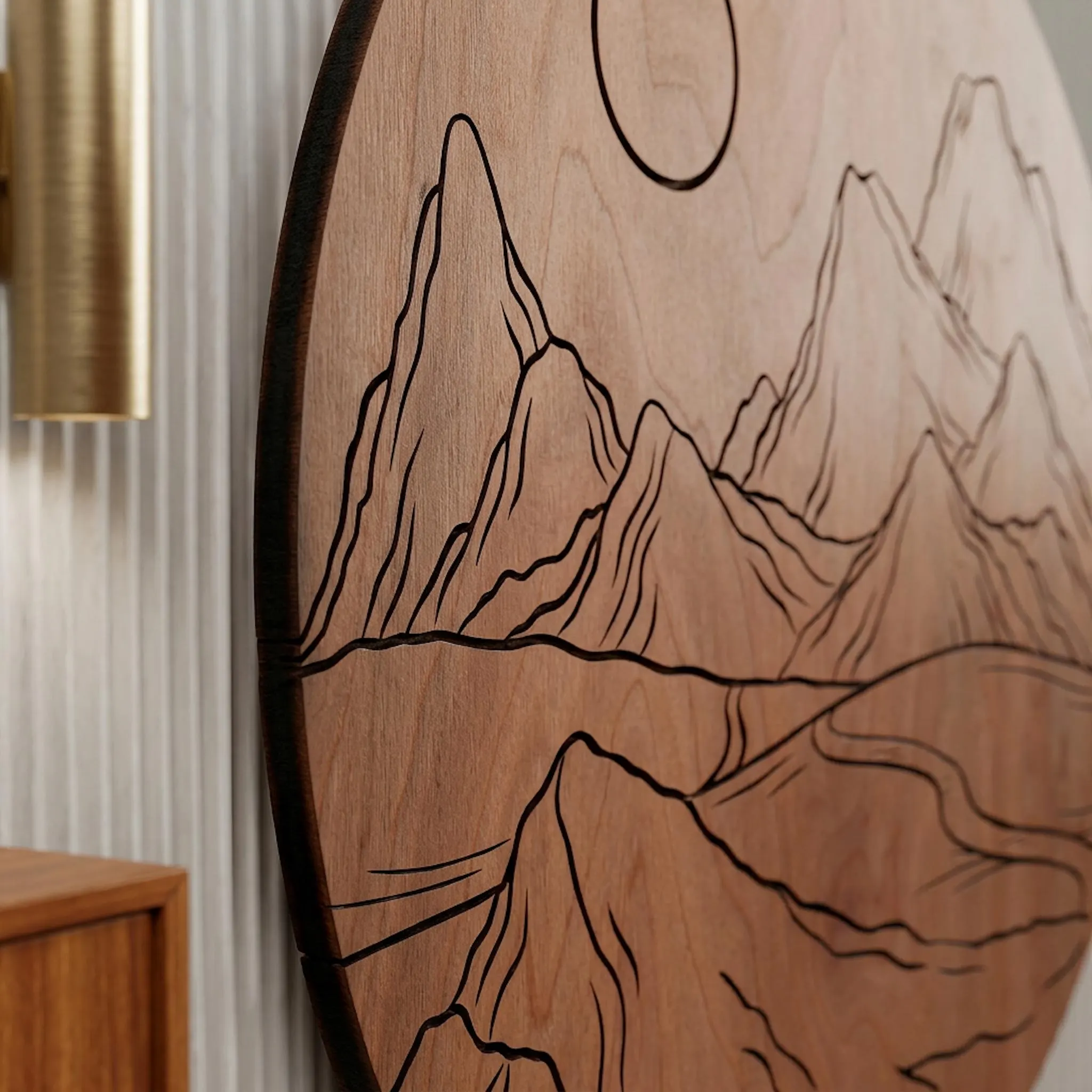 Wood Mountain Art, Mountain Wall Art, Mountain Wood Sign, Round Mountain Art, Circle Mountain Art, Wooden Wall Art, Wood Wall Panel - image 4