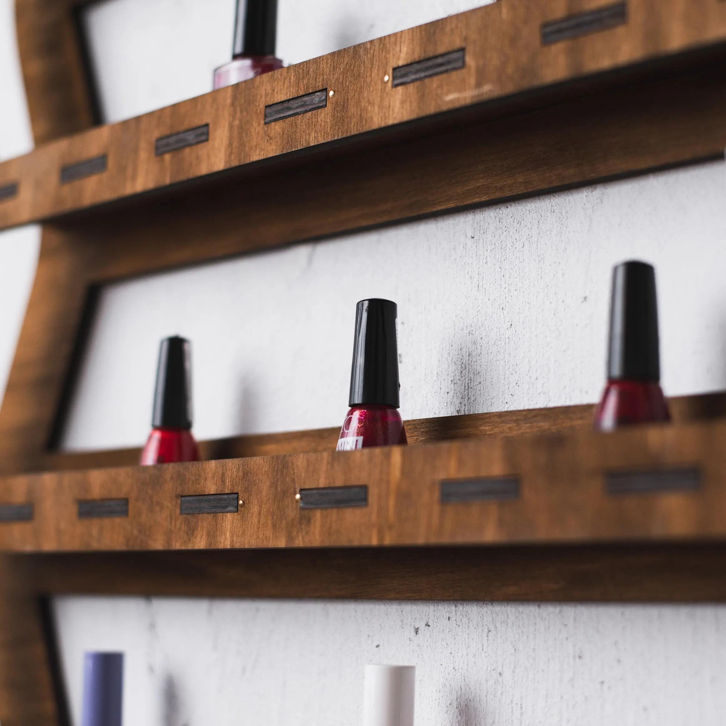 Nail polish rack wall mounted, Wooden nail polish shelf, Nail polish display, Nail polish holder wood, Nail polish organizer for wall - image 3