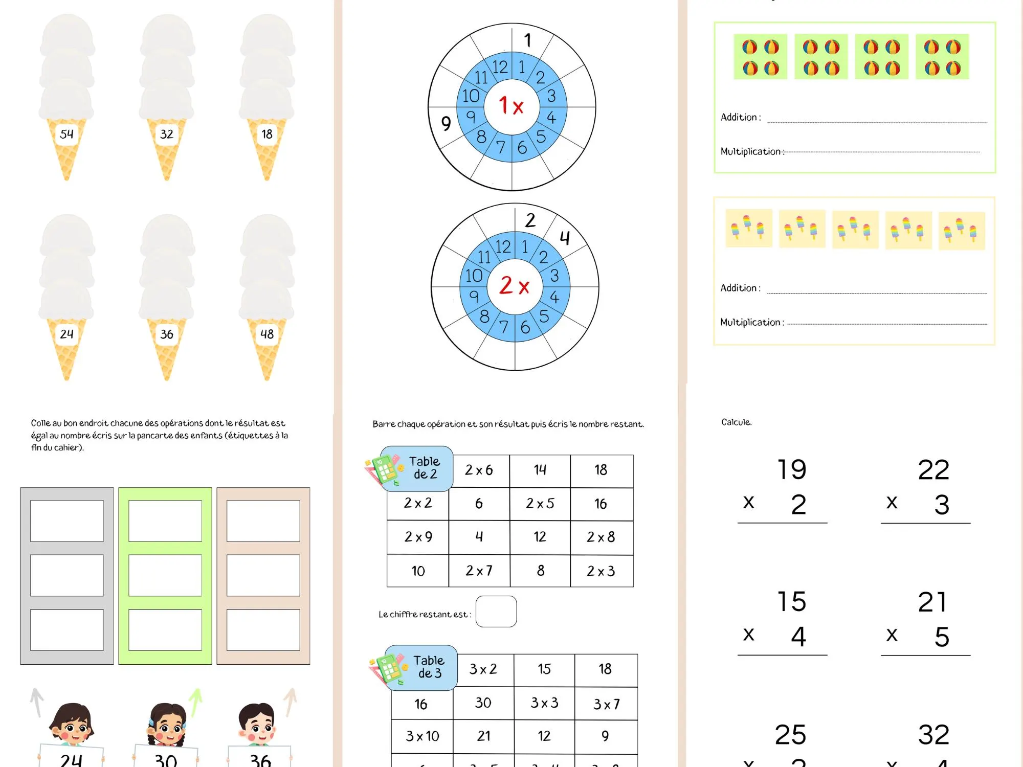 Cahier d’exercices Multiplications pour enfants – PDF imprimable 36 pages – Jeux et cartes pédagogiques - image 5