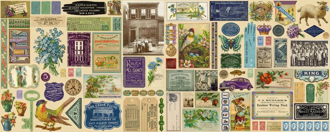 Digital Print Fabric, Moda Quilting Cotton, Quilting Fat Quarter, Flea Market Fresh Collection, Cathe Holden, Postage Stamp Print Fabric - image 4