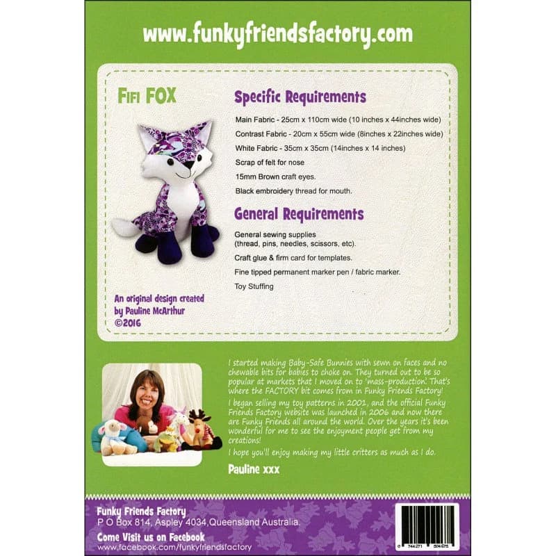 Funky Friends Factory, Stuffed Animal Pattern, Stuffie Pattern, Pauline McArthur Pattern, FFF Printed Pattern, Fifi Fox - image 3