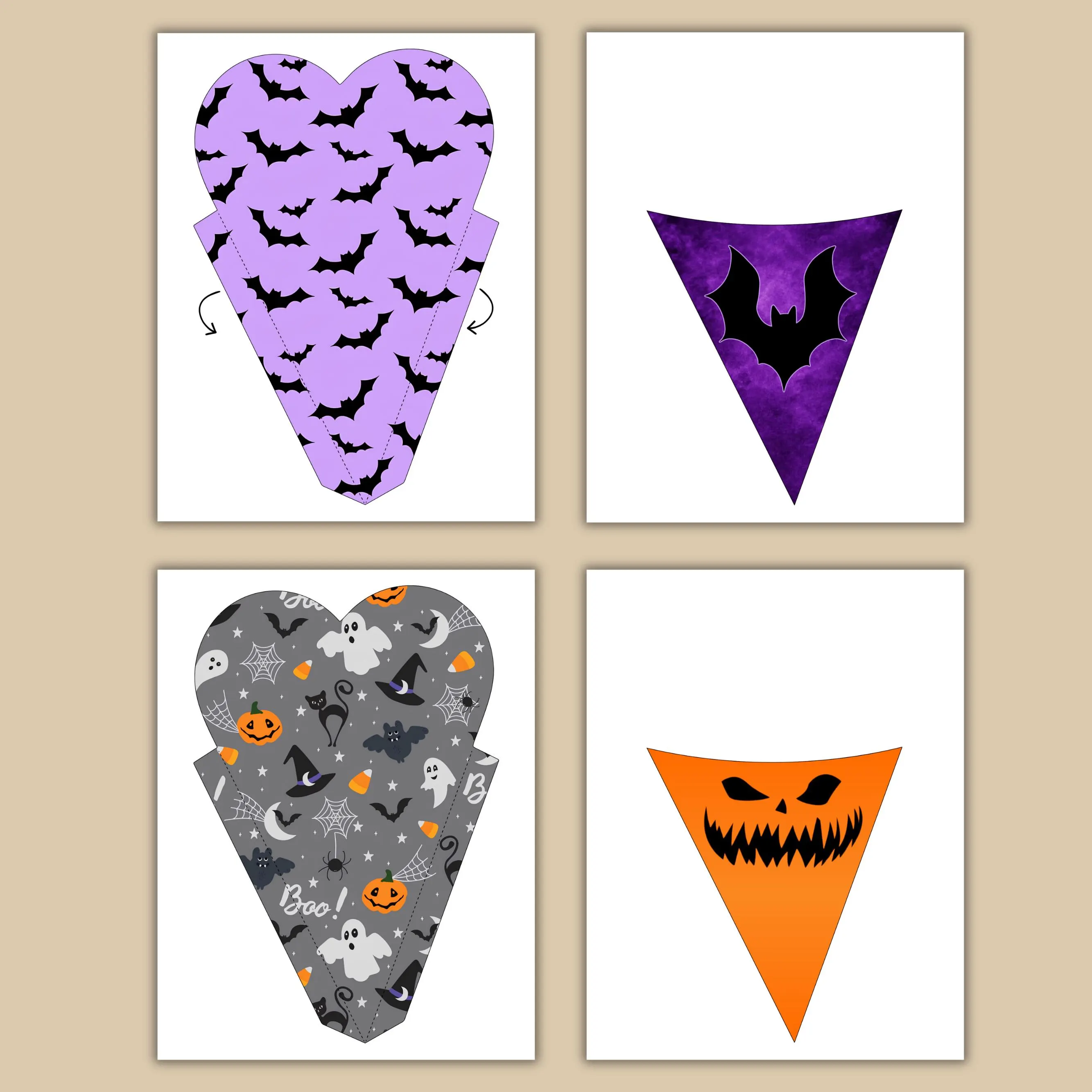 Printable Halloween Cone Favors, Spooky Party Treats, Halloween kids treat favor, Trick Or Treat Bags, Classroom Treat Candy Bags - image 4