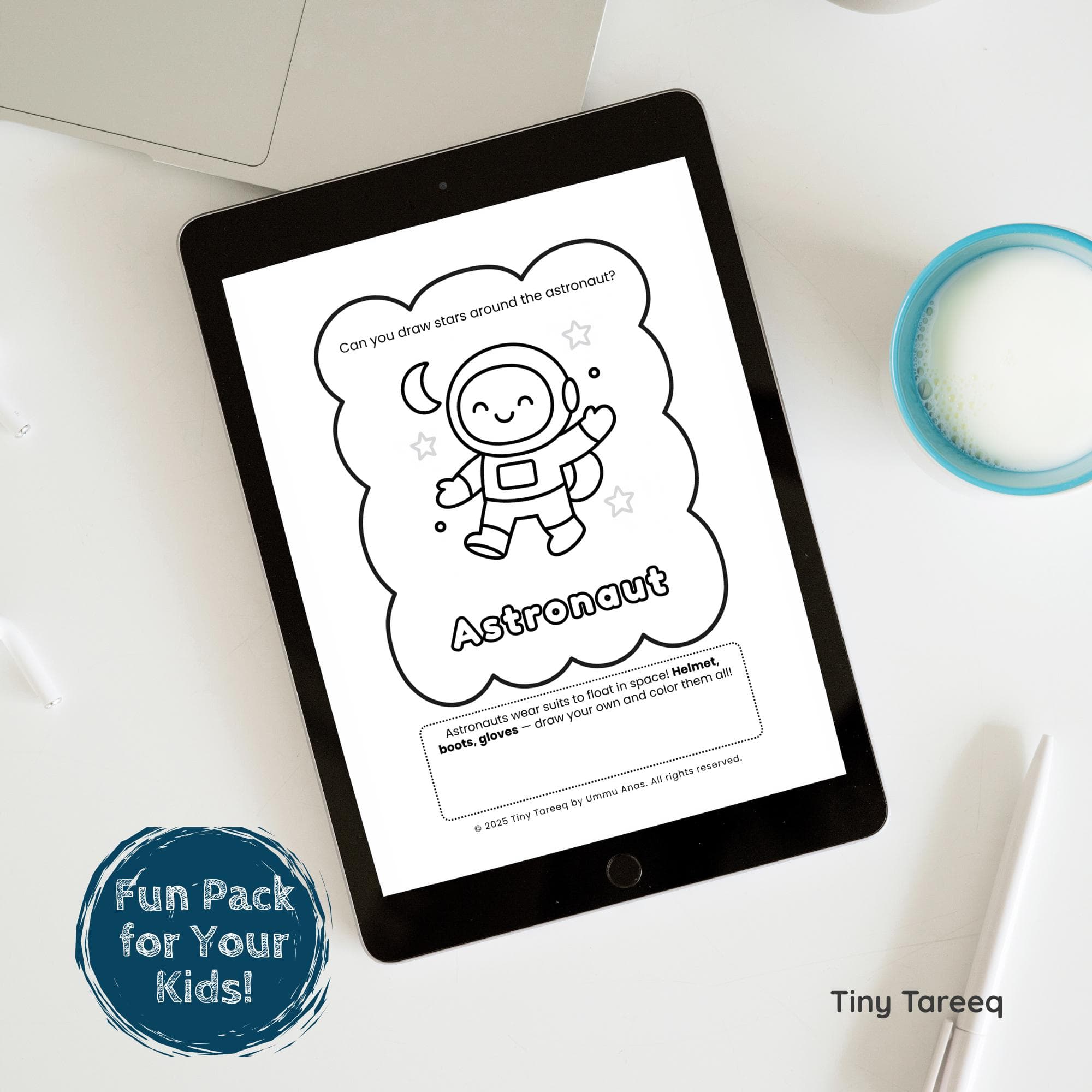 Space Coloring Activity Pack for Kids: Rocket, Astronaut (Printable PDF Ages 3-7) - image 5