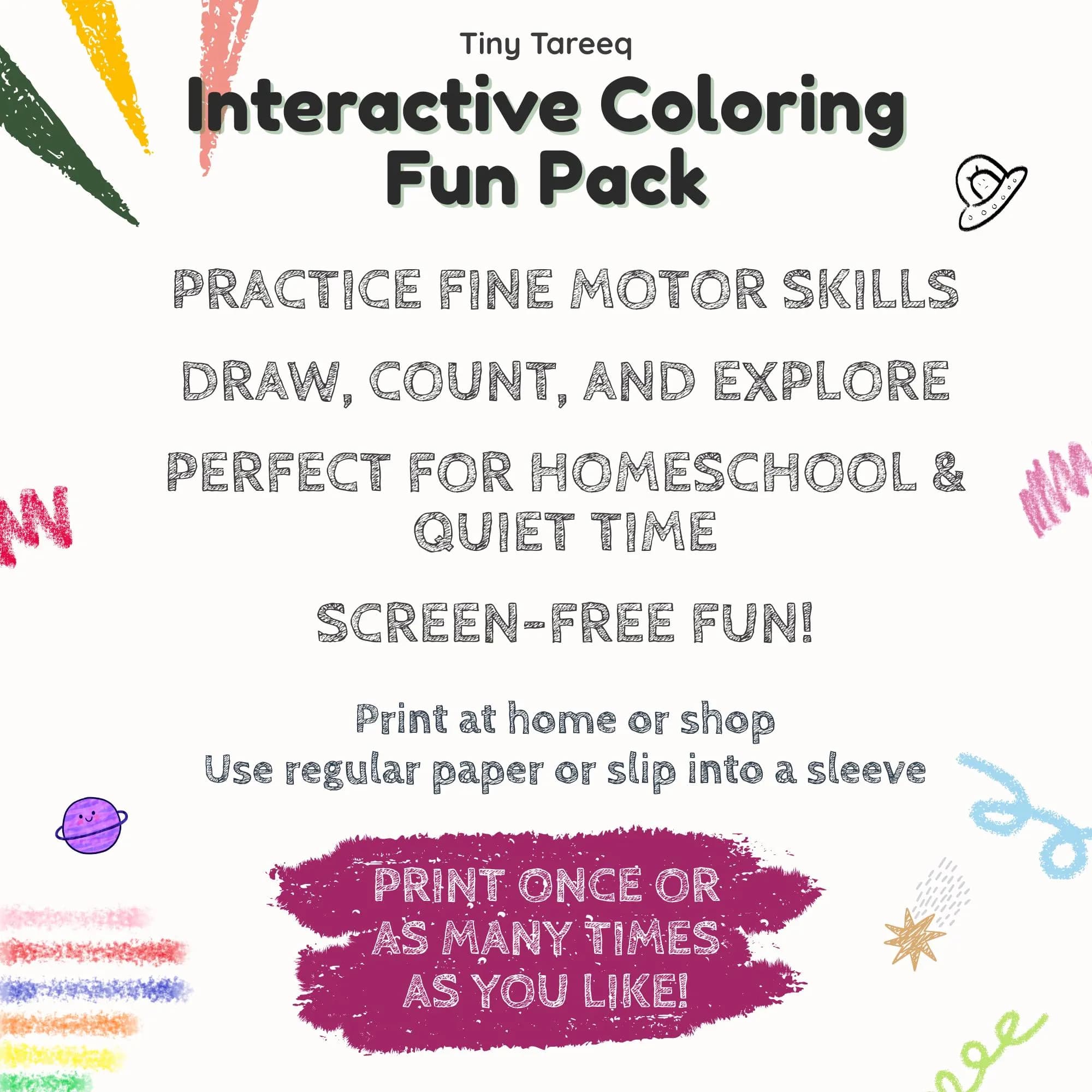 Space Coloring Activity Pack for Kids: Rocket, Astronaut (Printable PDF Ages 3-7) - image 3