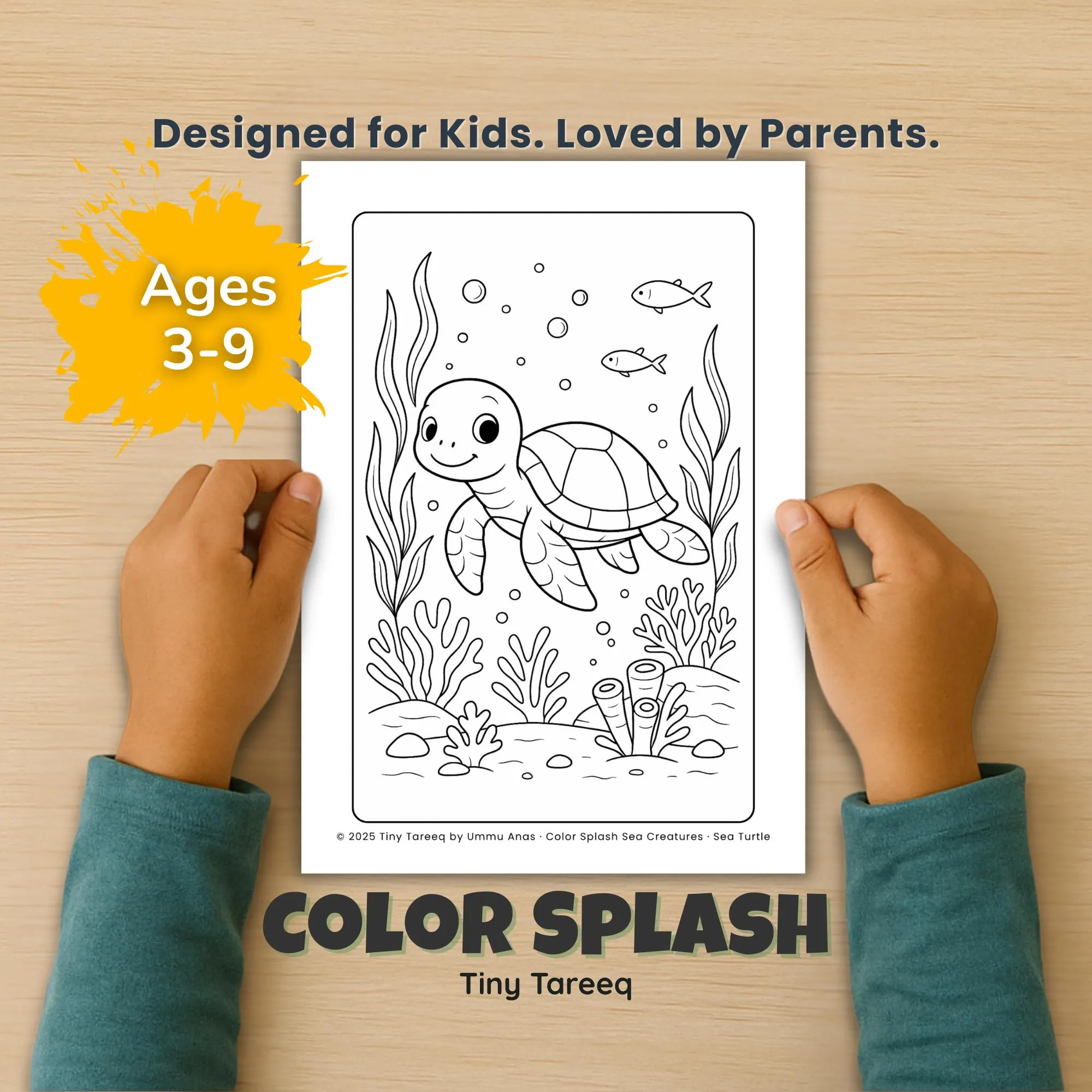 Sea Animal Coloring Pages: Dolphin, Turtle, Octopus, Shark (Printable PDF) - image 3