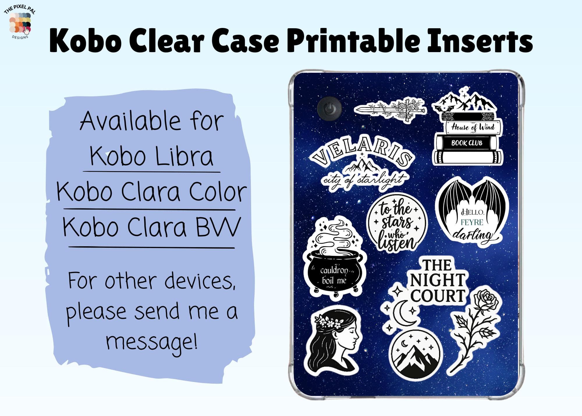 ACOTAR Inspired Kobo Libra Clear Case Insert | Velaris Night Court Sticker Decal Skin - image 3