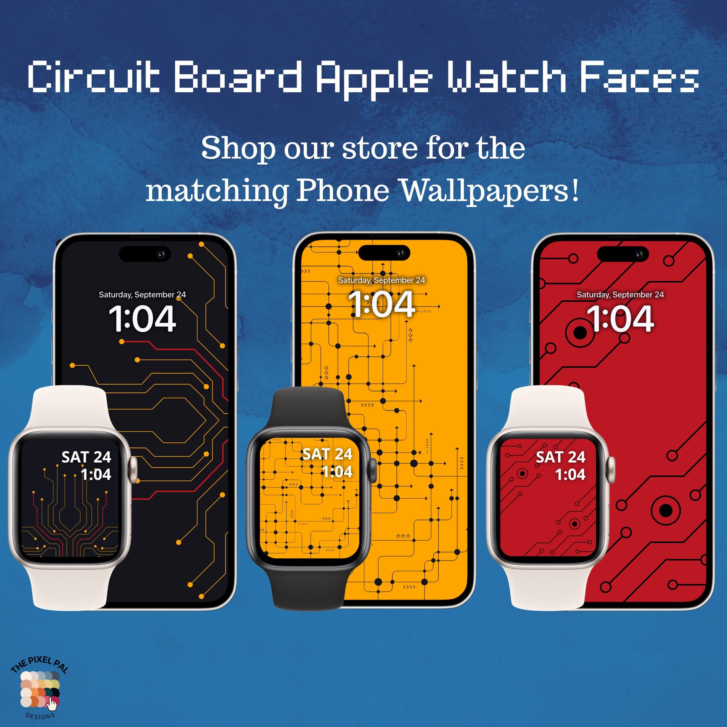 Circuit Board Apple Watch Wallpaper Set | Tech-Inspired Digital Faces | Minimalist Geek Design - image 4