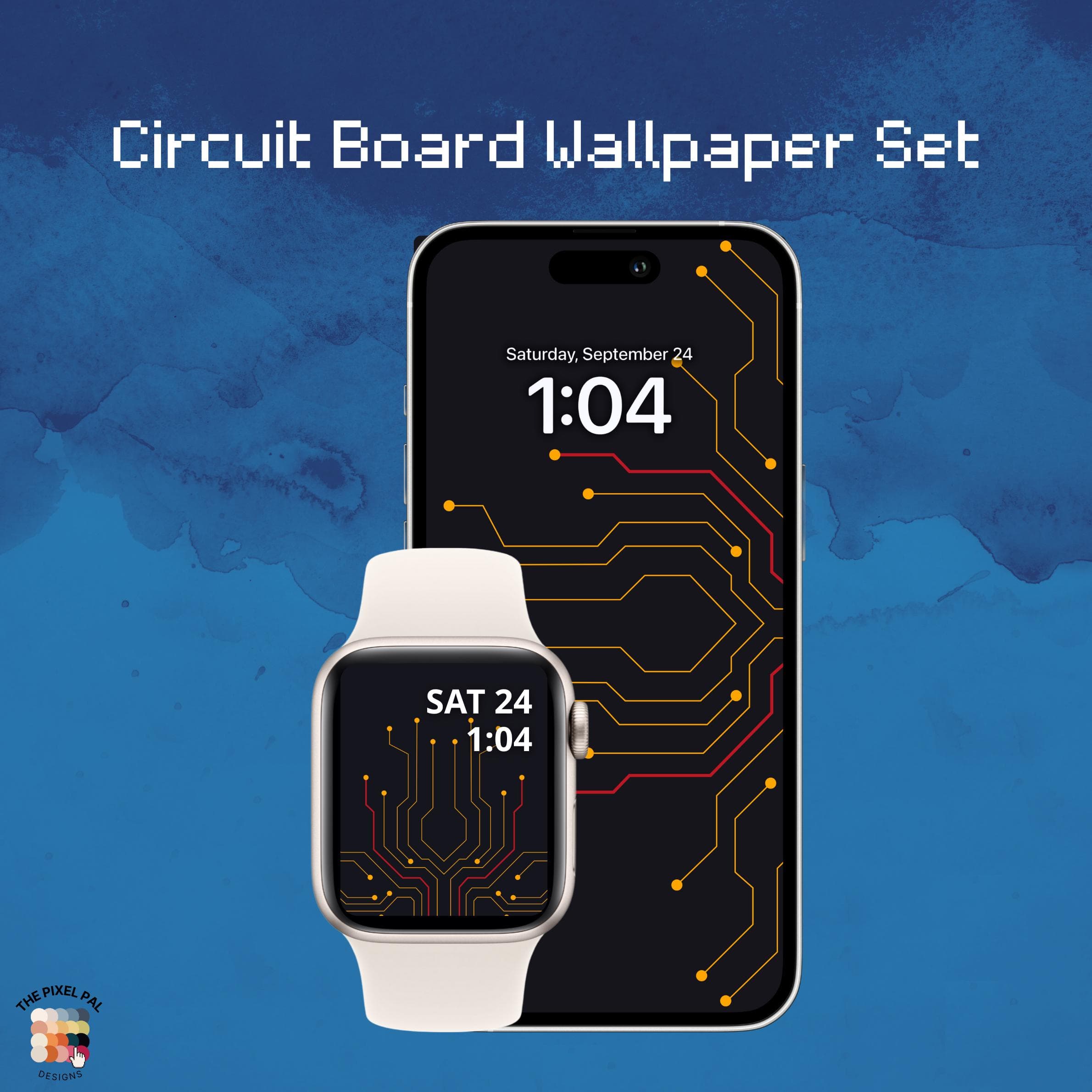 Circuit Board Wallpaper Set - Tech-Inspired iPhone and Apple Watch Backgrounds - Digital Download - image 3