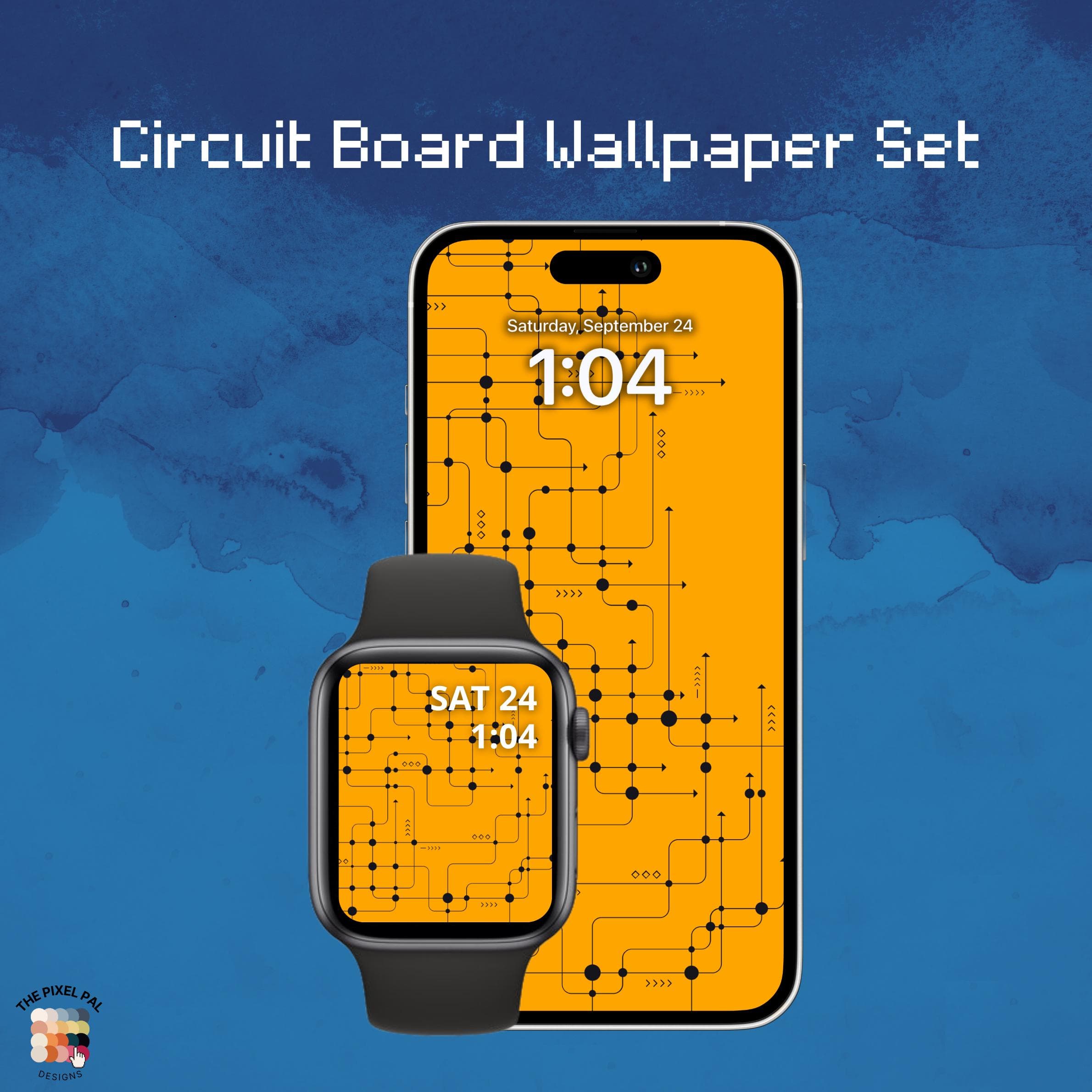 Circuit Board Wallpaper Set - Tech-Inspired iPhone and Apple Watch Backgrounds - Digital Download - image 4