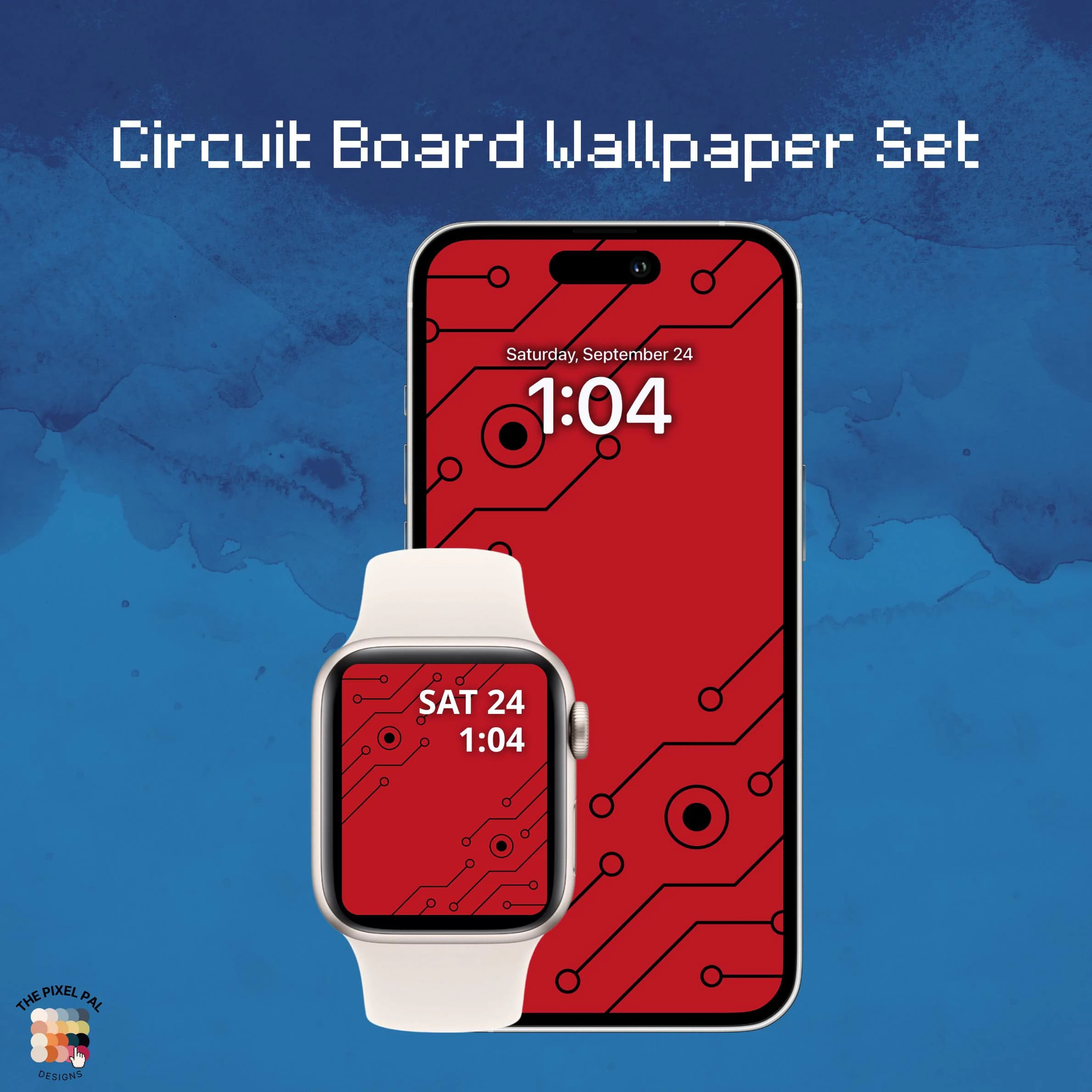 Circuit Board Wallpaper Set - Tech-Inspired iPhone and Apple Watch Backgrounds - Digital Download - image 5