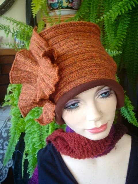 Headwrap womens Turban headcover wide headband woollen headwrap rust brown alopecia winter headband dreads dreadlocks - image 3