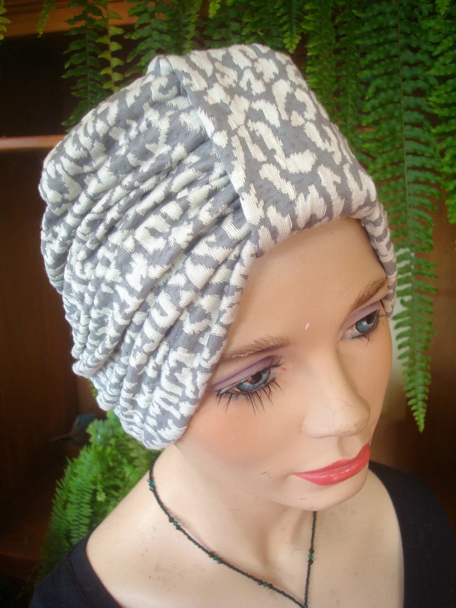womens turban chemo turban hijab womens headcover chemo headwrap soft hat chemo gift soft turban adult turban grey white - image 3