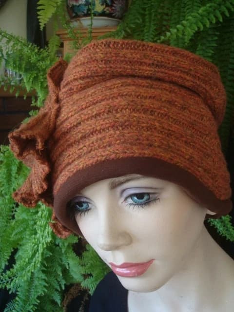 Headwrap womens Turban headcover wide headband woollen headwrap rust brown alopecia winter headband dreads dreadlocks - image 5
