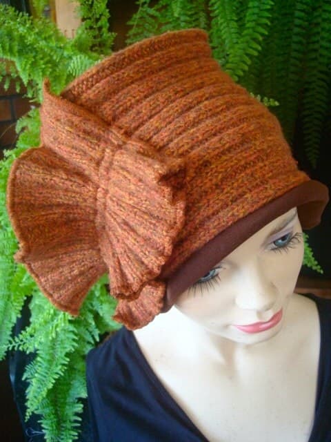 Headwrap womens Turban headcover wide headband woollen headwrap rust brown alopecia winter headband dreads dreadlocks - image 4