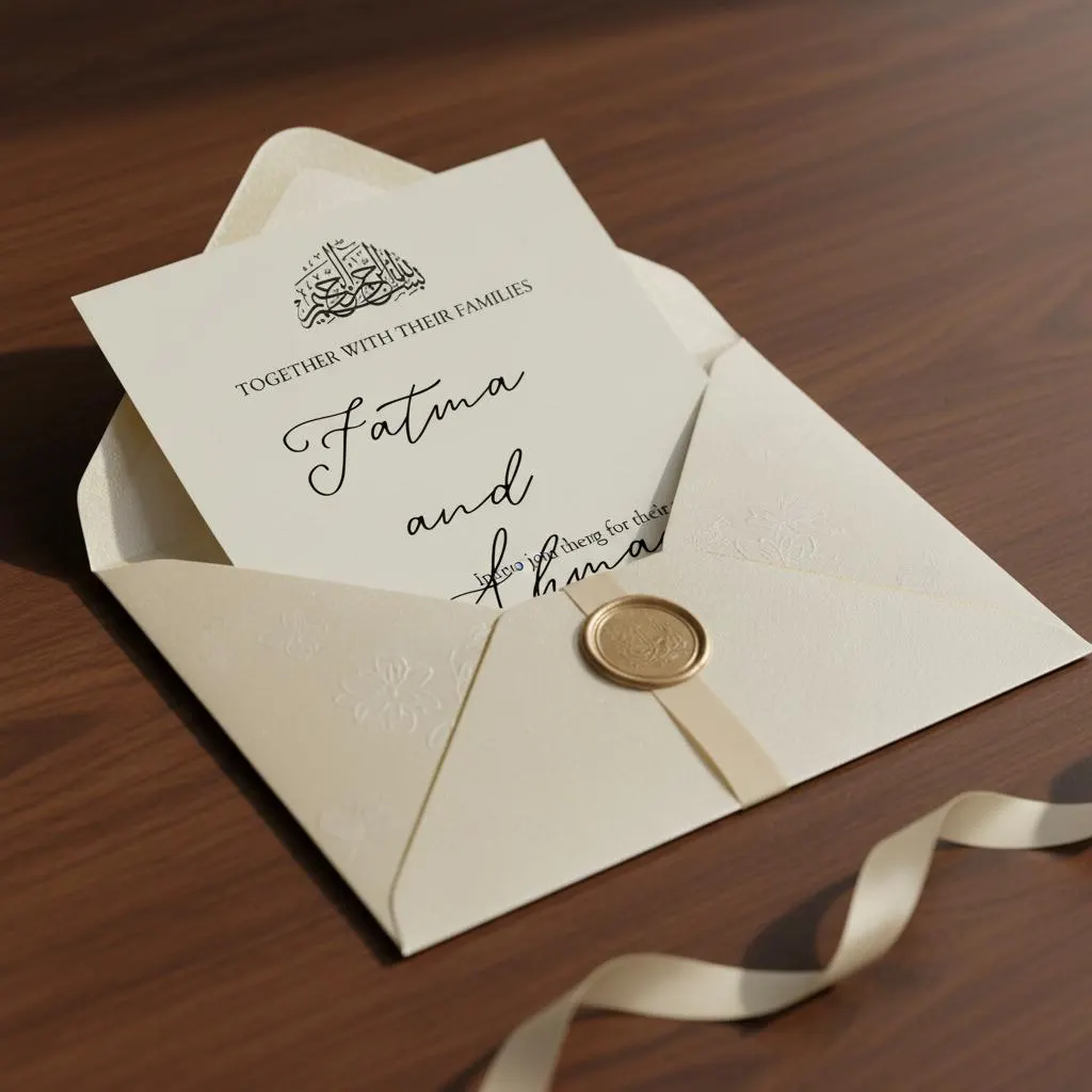 Editable Islamic Nikkah Invite Template, Minimal Bismillah Wedding Card Canva - image 2