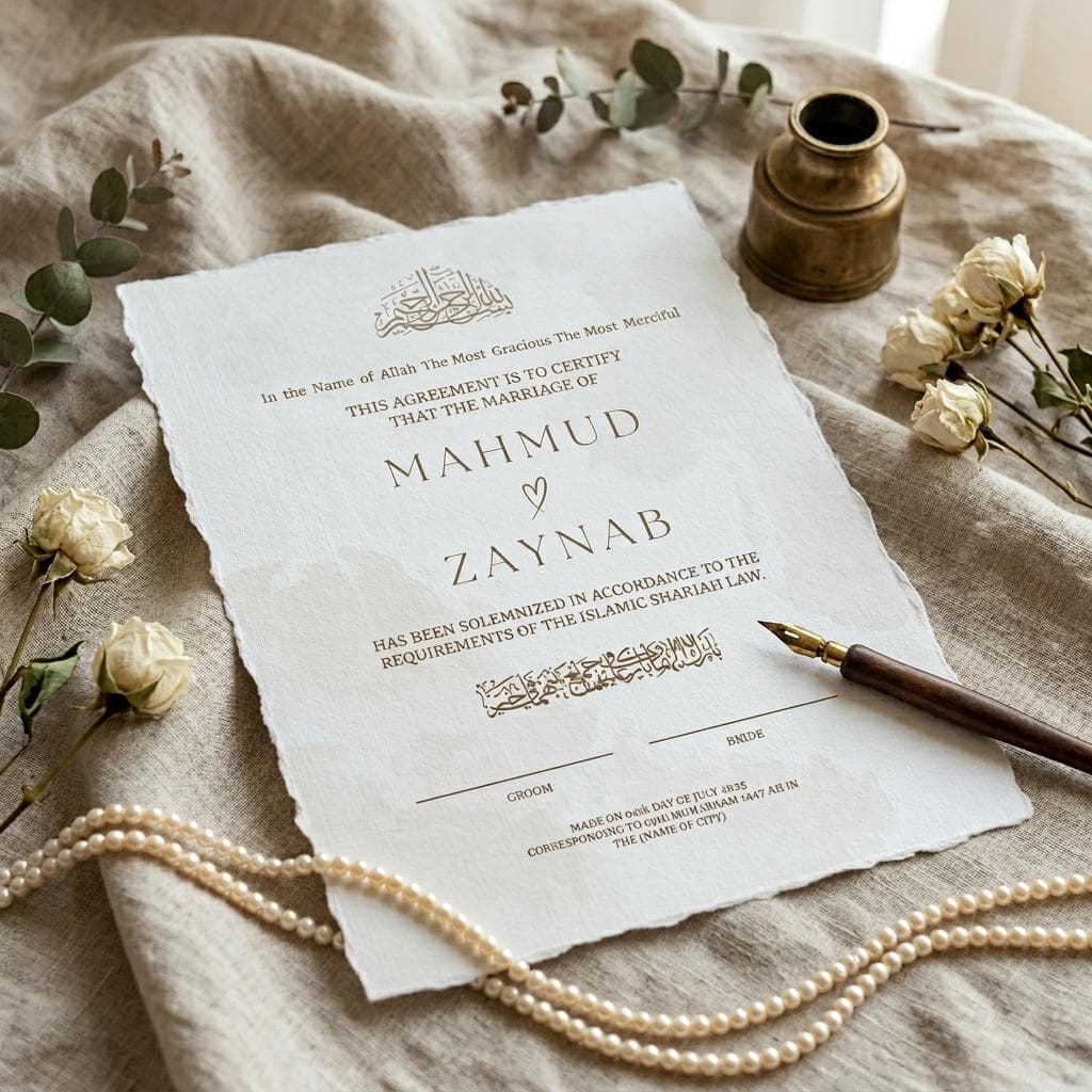 Editable Nikah Certificate Template Islamic Marriage Contract Canva Printable - image 5