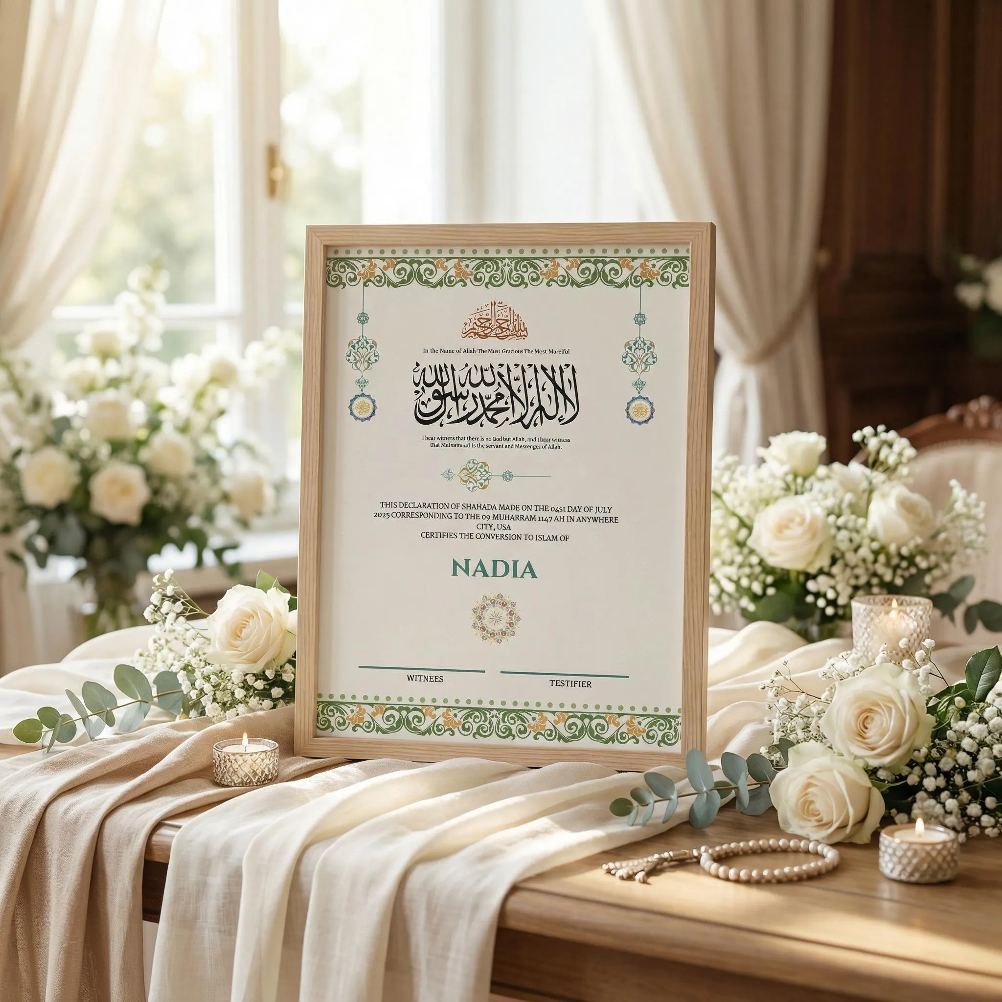 Luxury Shahada Certificate • Printable Muslim Conversion Template • Digital Islamic Gift & Wall Art Keepsake - image 3