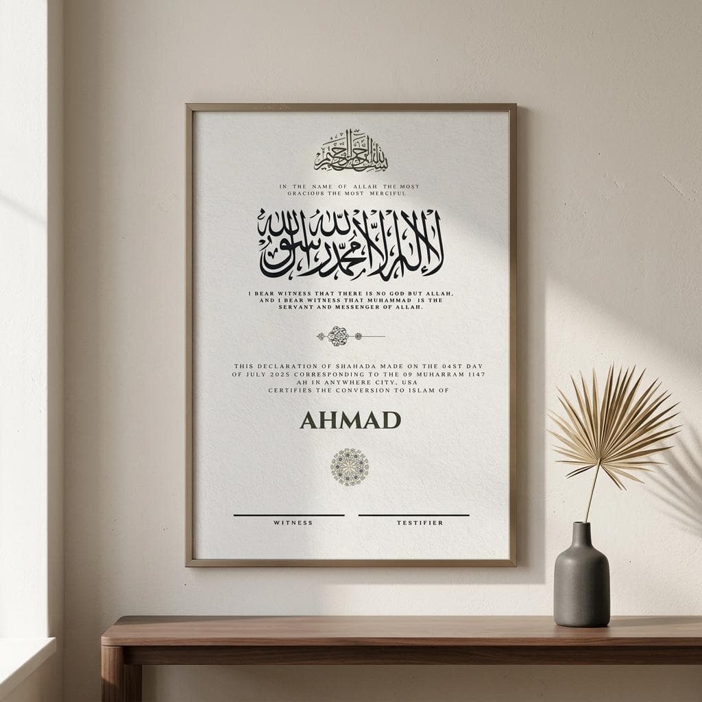 Editable Shahada Certificate Template, Islamic Conversion Printable, Arabic Calligraphy Canva - image 3